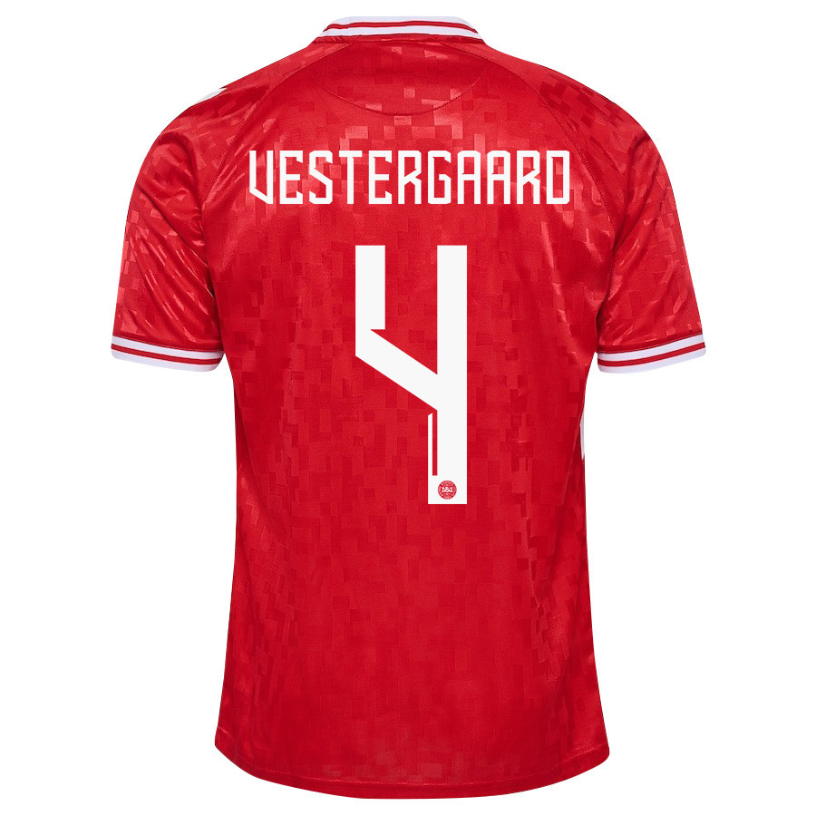 Jannik Vestergaard 4 Denmark National Team 2024/25 Home Men Jersey - Red