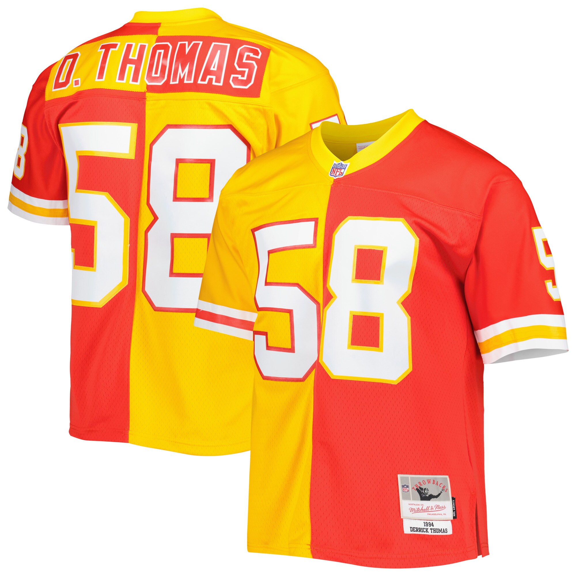 Derrick Thomas Kansas City Chiefs Mitchell & Ness 1994 Split Legacy Replica Jersey - Red\/Gold
