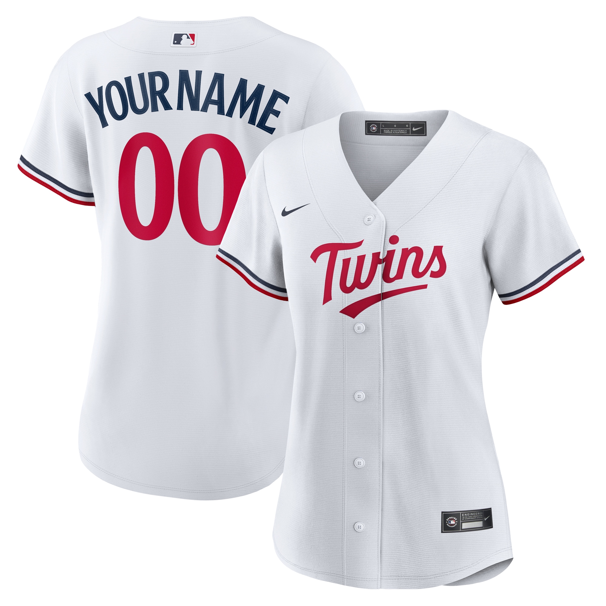Minnesota Twins  Women's Home Replica Custom Jersey - White