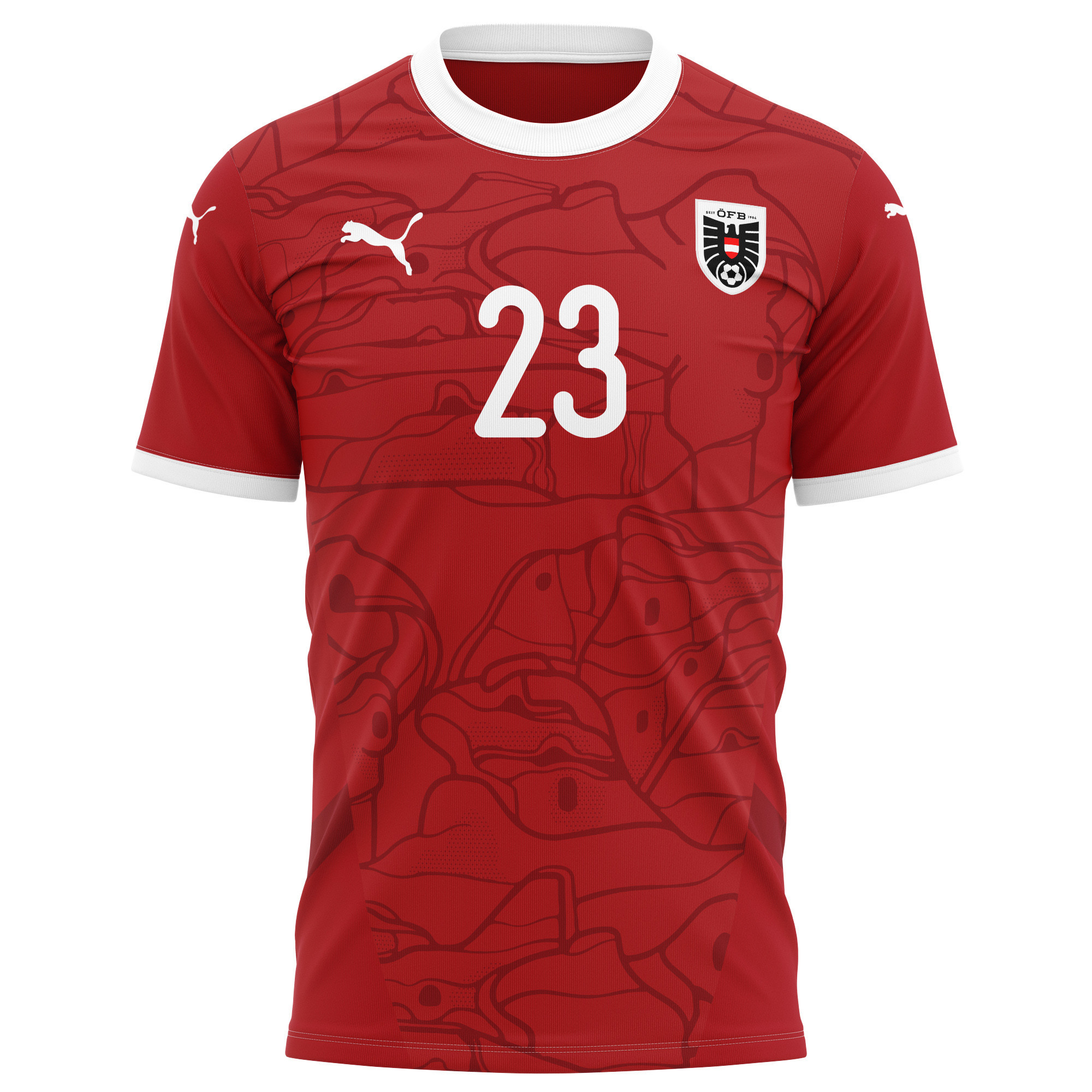 Muhammed Cham 23 Austria National Team 2024/25 Home Kits AOP T-shirt - Red