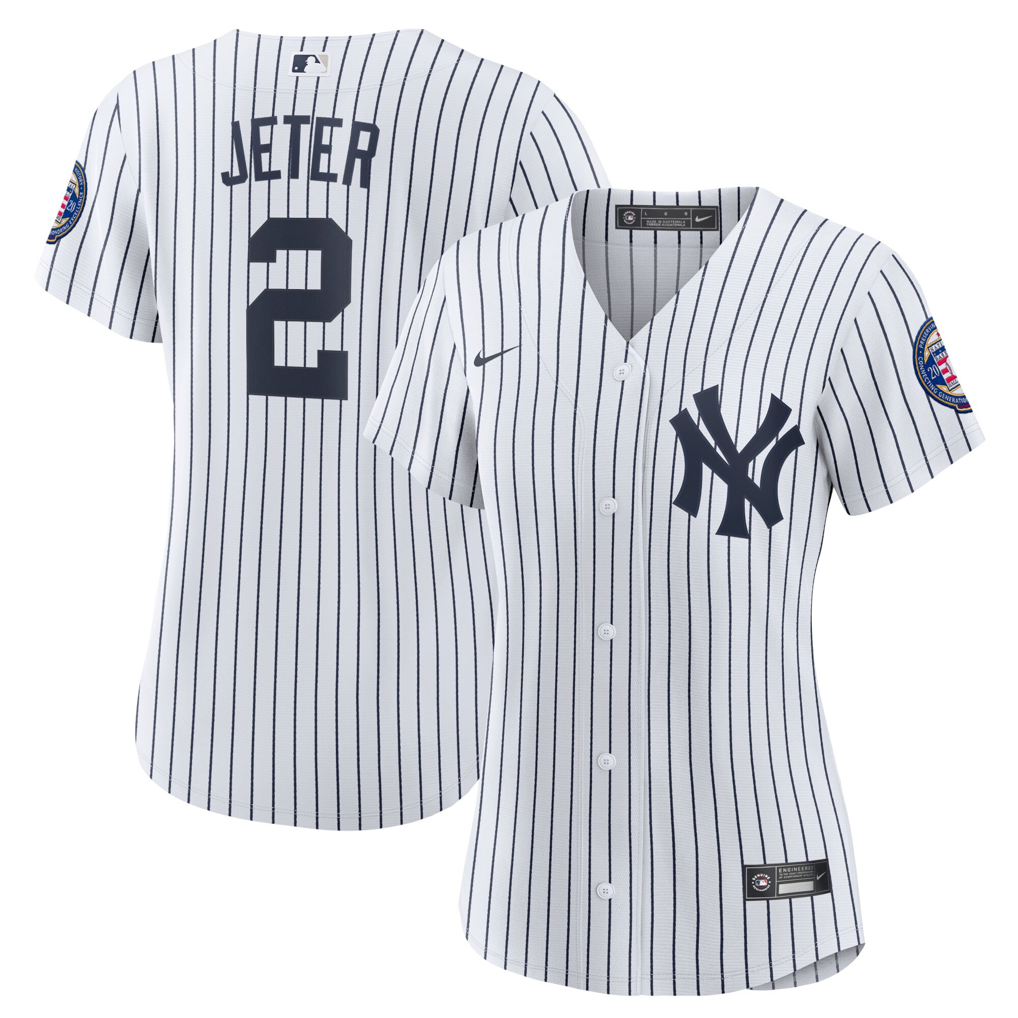 Derek Jeter New York Yankees  Women's 2020 Hall of Fame Induction Home Replica Player Name Jersey - White\/Navy