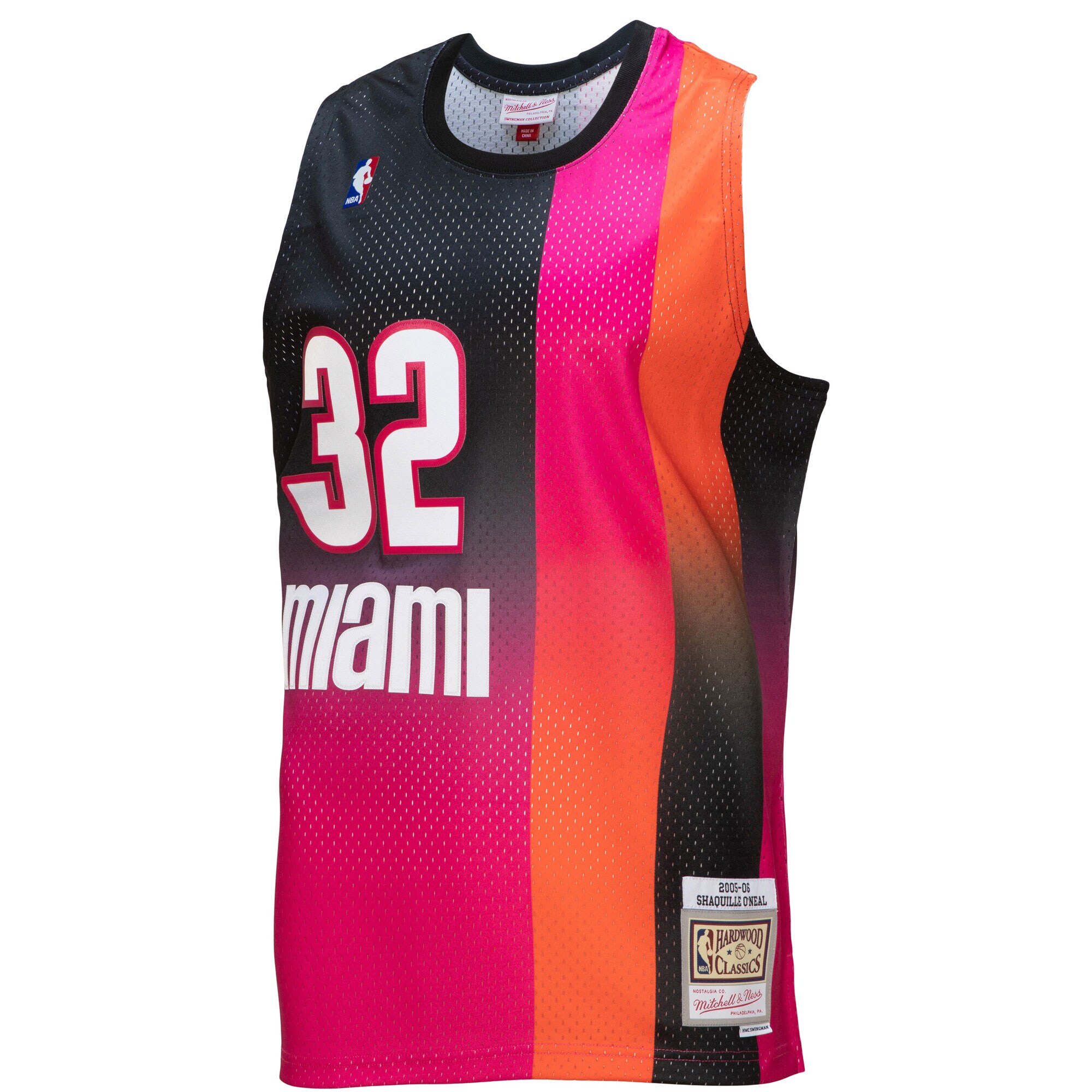Shaquille O'Neal Miami Heat Mitchell & Ness 2005\/06 Hardwood Classics Fadeaway Swingman Player Jersey - Pink\/Black
