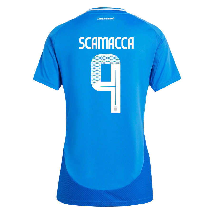 Gianluca Scamacca 9 Italy National Team 2024/25 Home Women Jersey - Blue