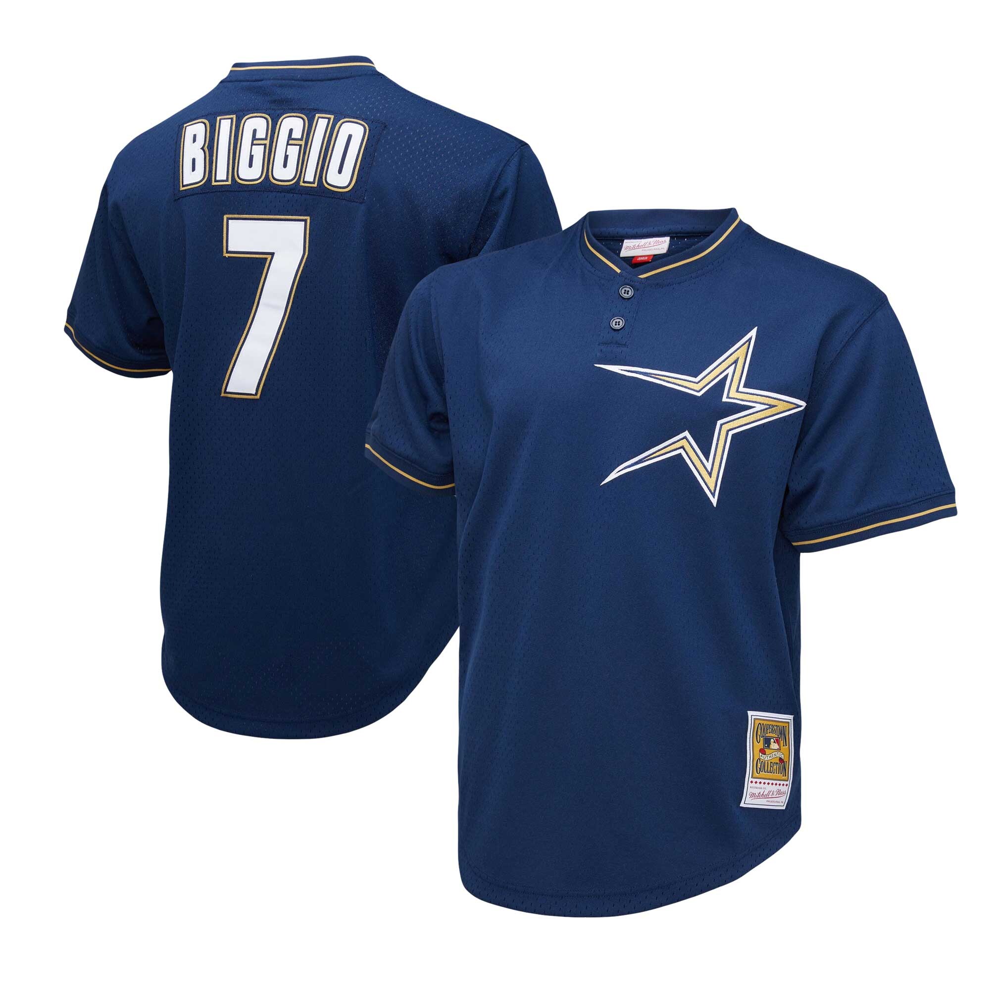 Craig Biggio Houston Astros Mitchell & Ness 1991 Cooperstown Collection Mesh Pullover Jersey - Navy
