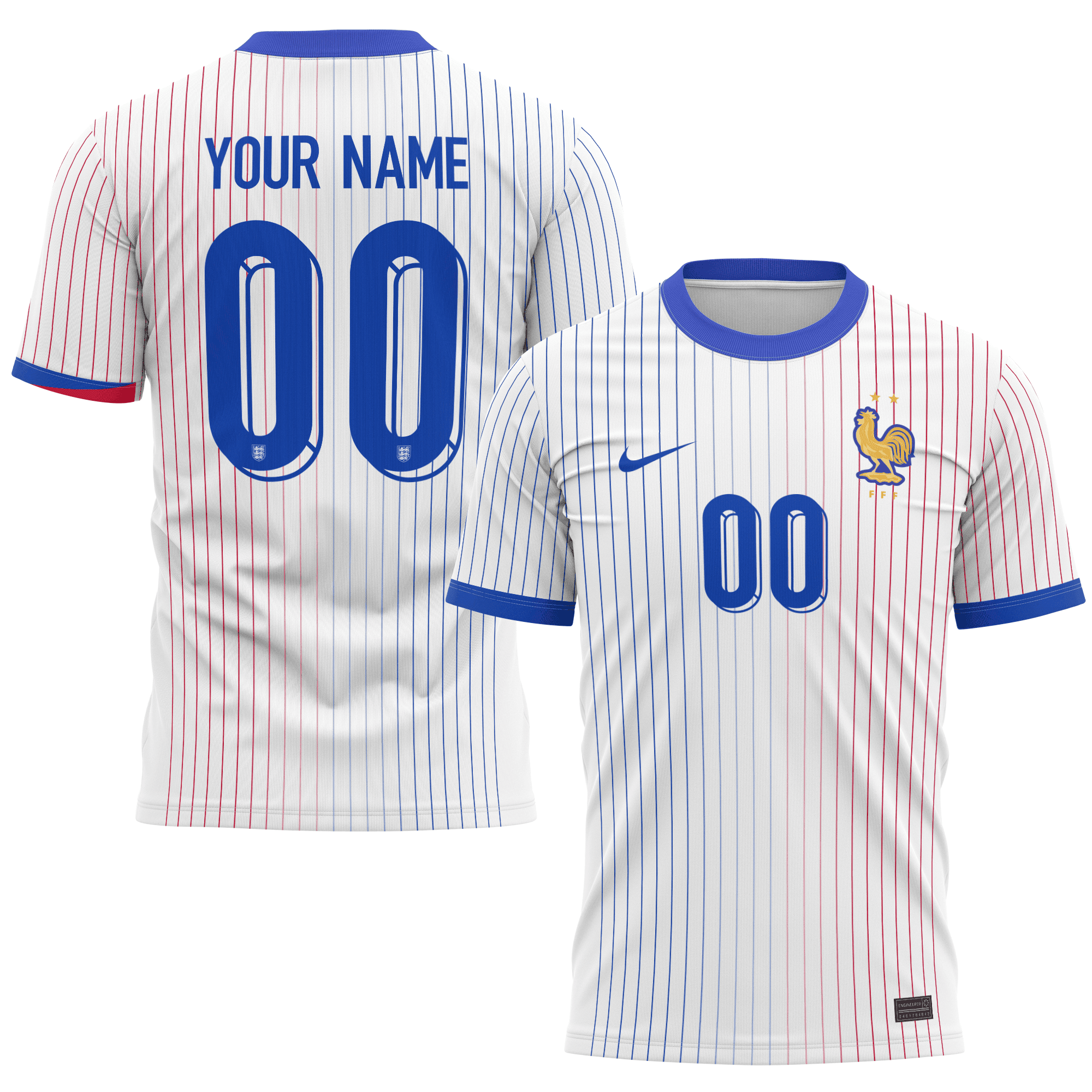France National Team 2024 Home Kits Custom AOP T-shirt - White