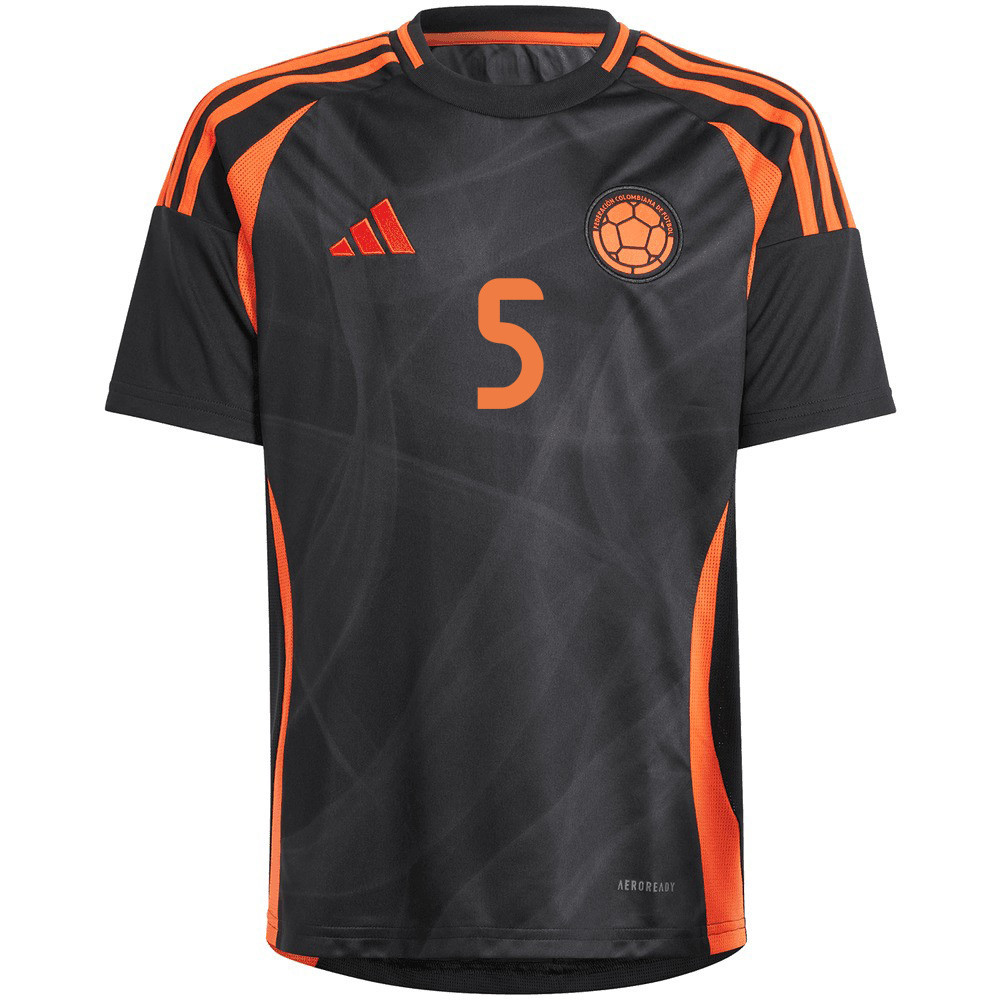 Sebastián Gómez 5 Colombia National Team 2024/25 Away YOUTH Jersey - Black