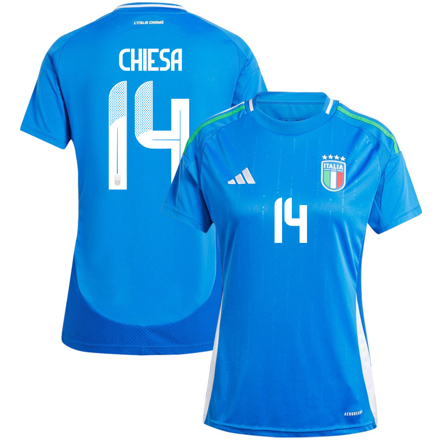 Federico Chiesa 14 Italy National Team 2024/25 Home Women Jersey - Blue