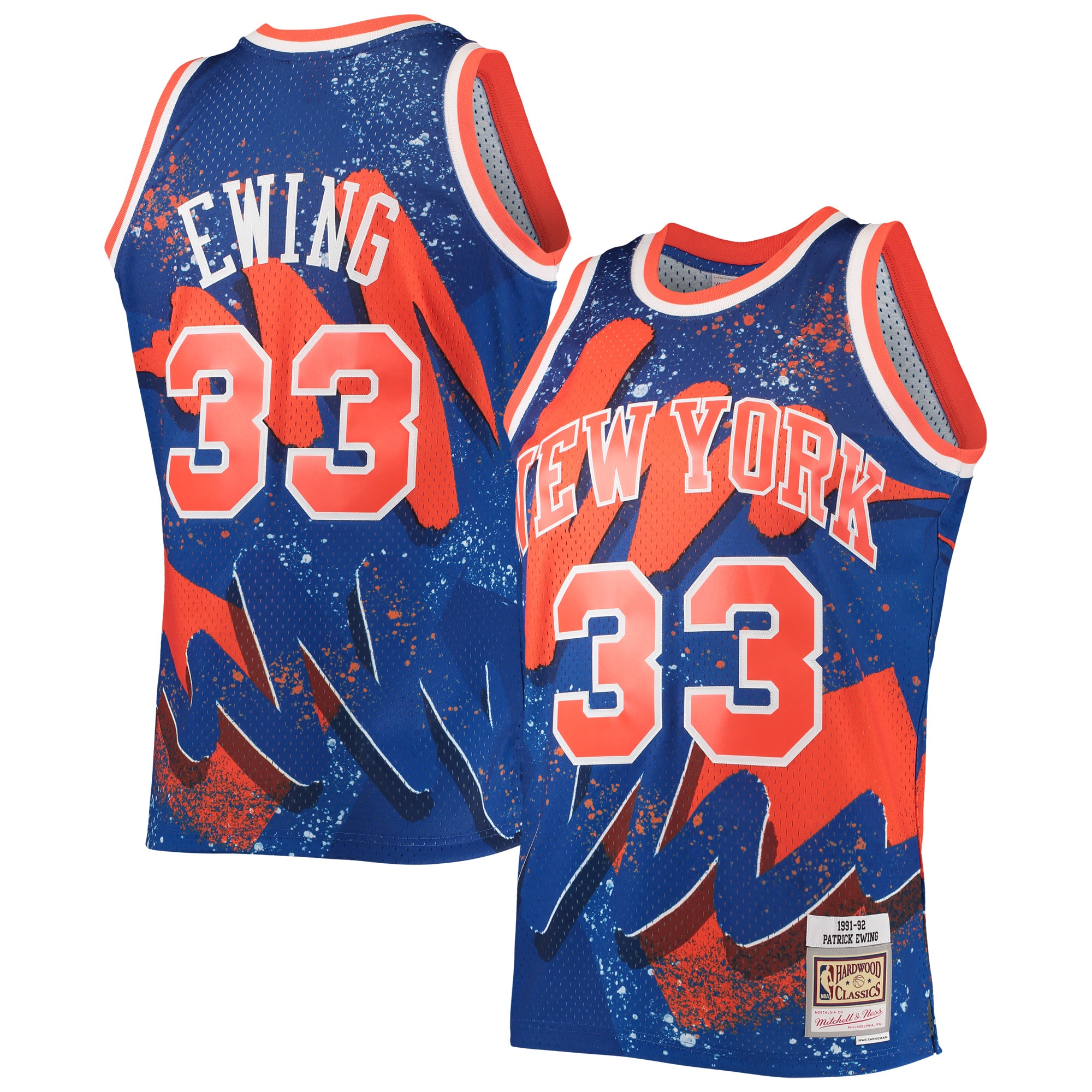 Patrick Ewing New York Knicks Mitchell & Ness Hardwood Classics 1991\/92 Hyper Hoops Swingman Jersey - Blue