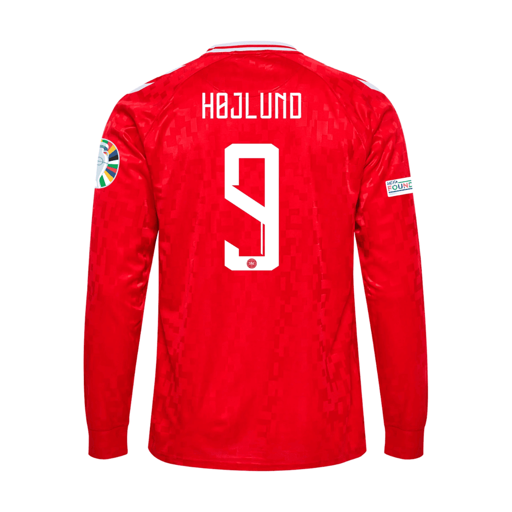 Rasmus Højlund 9 Denmark National Team 2024 Home Long Sleeve Men Jersey - Red