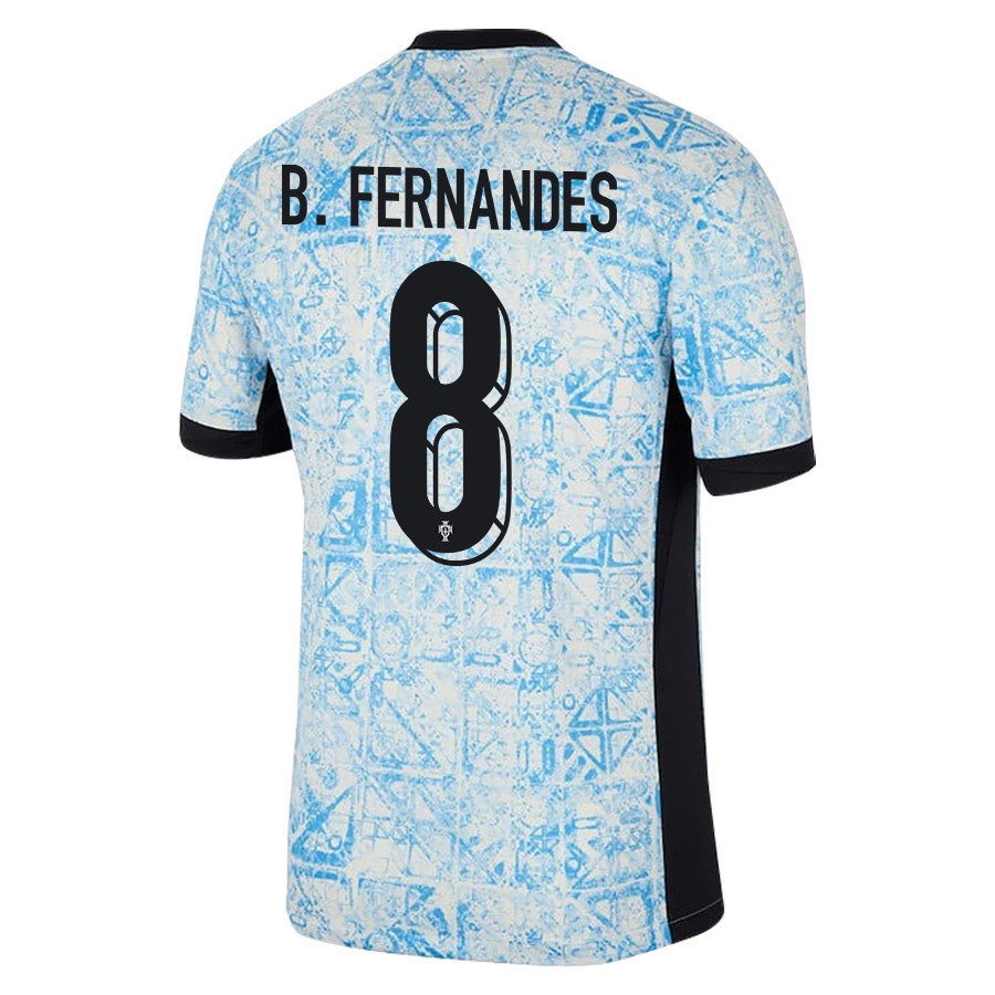 Bruno Fernandes 8 Portugal National Team 2024/25 Away Men Jersey - Cream/Blue