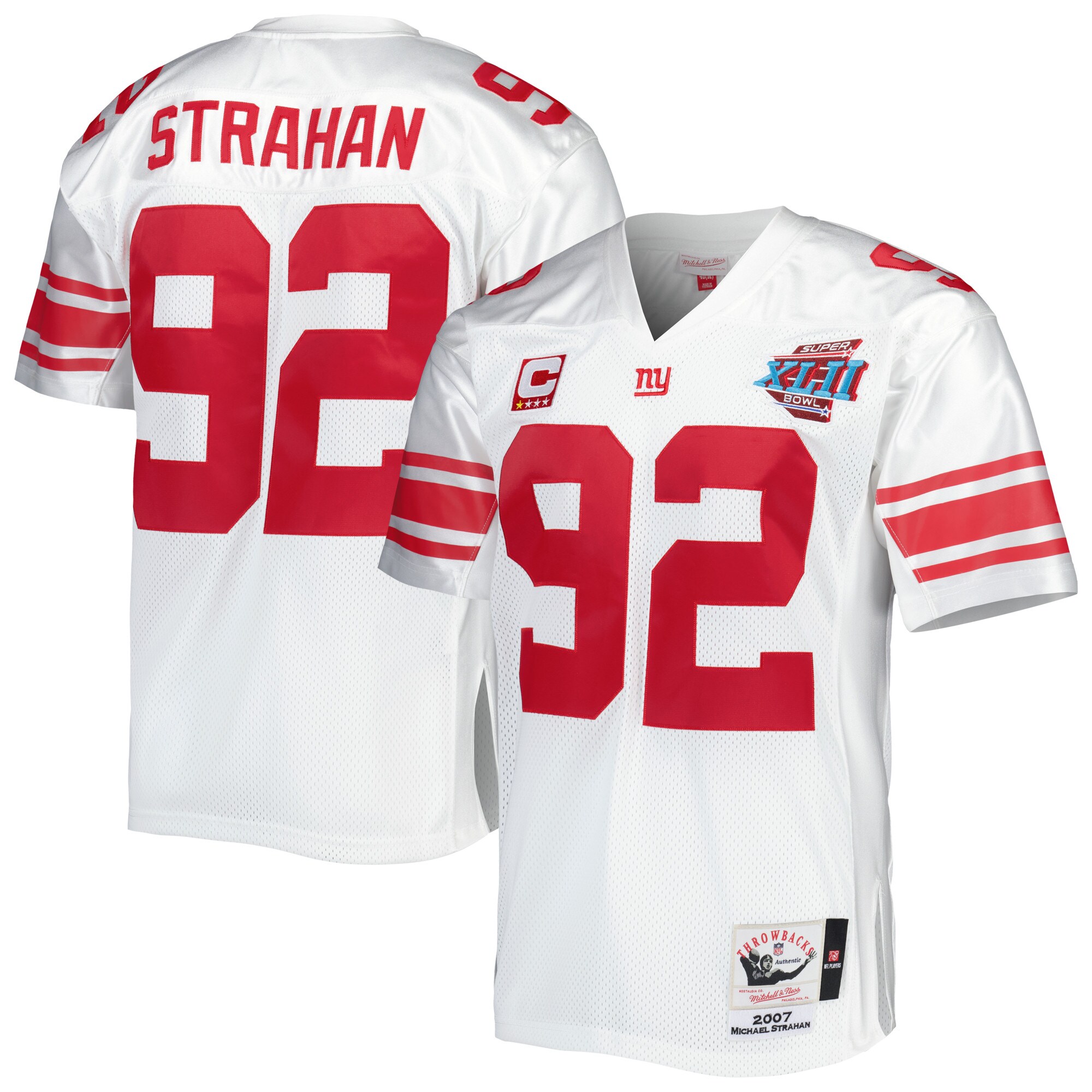 Michael Strahan New York Giants 2007 Mitchell & Ness Authentic Throwback Retired Player Jersey - White