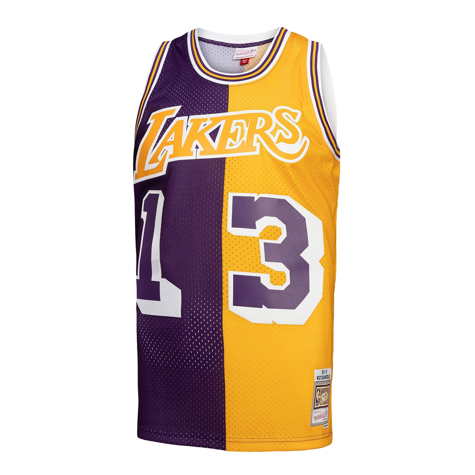 Wilt Chamberlain Los Angeles Lakers Mitchell & Ness Hardwood Classics 1971\/72 Split Swingman Jersey - Purple\/Gold