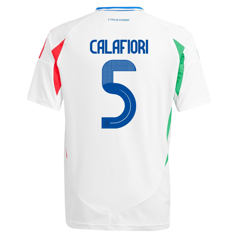 Riccardo Calafiori 5 Italy National Team 2024/25 Away YOUTH Jersey - White