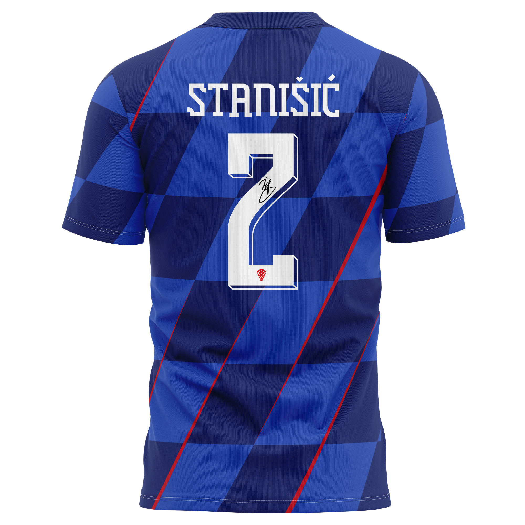Josip Stanišić 2 Signed Croatia National Team 2024/25 Away Kits AOP T-shirt Autographed - Navy