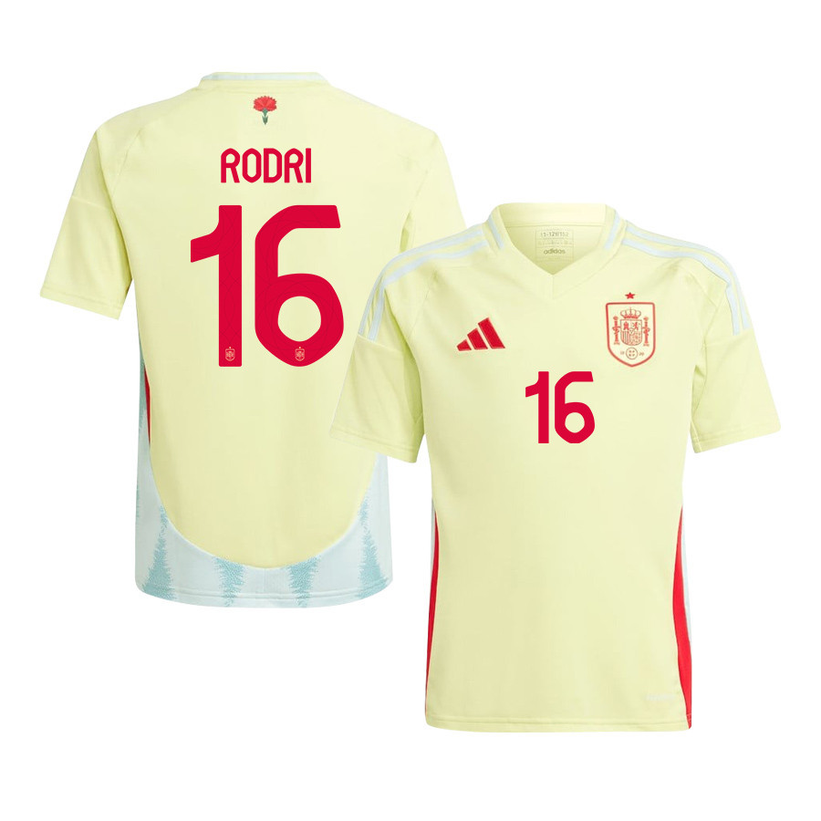 Rodri 16 Spain National Team 2024 Away YOUTH Jersey - Yellow
