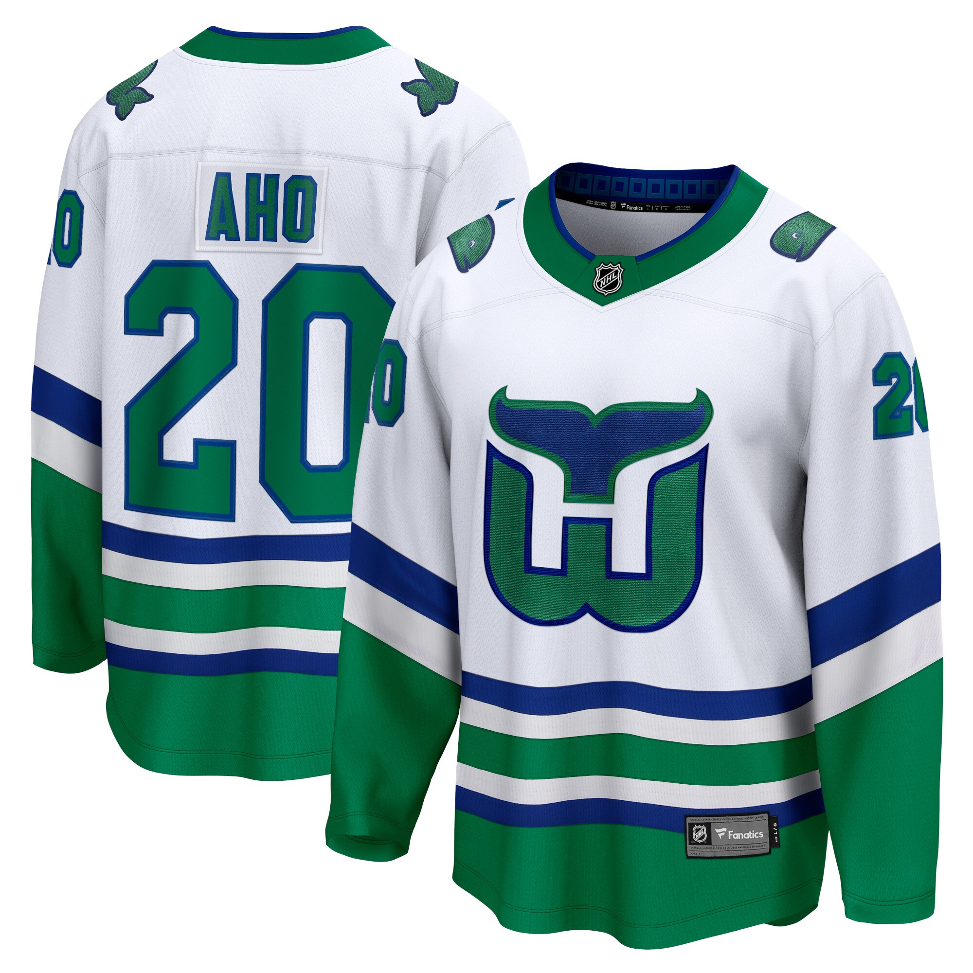 Sebastian Aho Carolina Hurricanes Fanatics Whalers Premier Breakaway Jersey - White