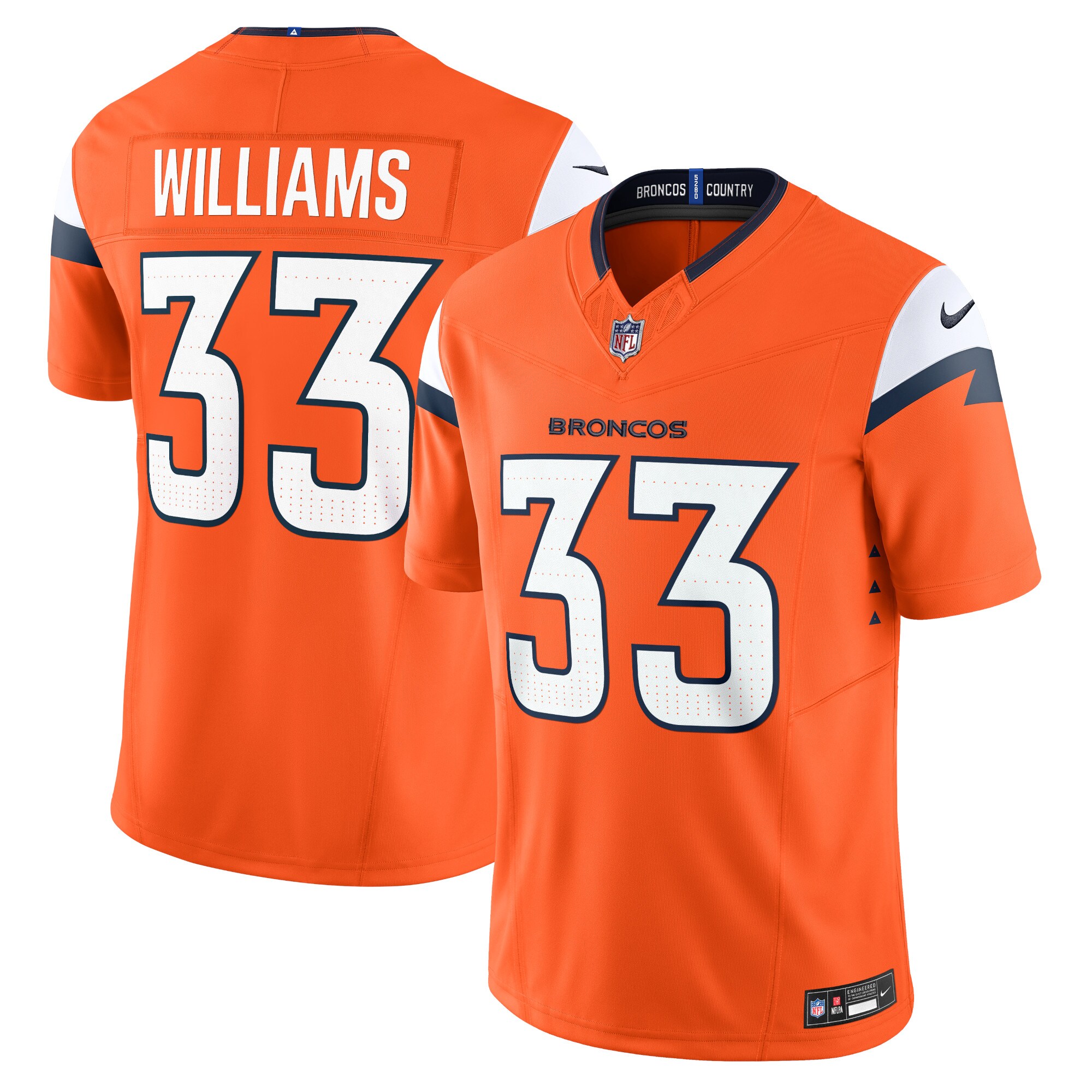 Javonte Williams Denver Broncos  Vapor F.U.S.E. Limited Jersey - Orange