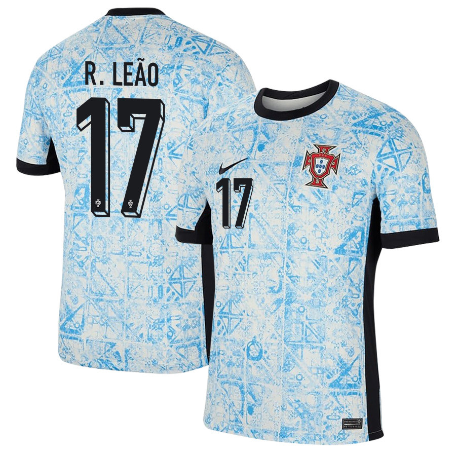 Rafael Leão 17 Portugal National Team 2024/25 Away Men Jersey - Cream/Blue