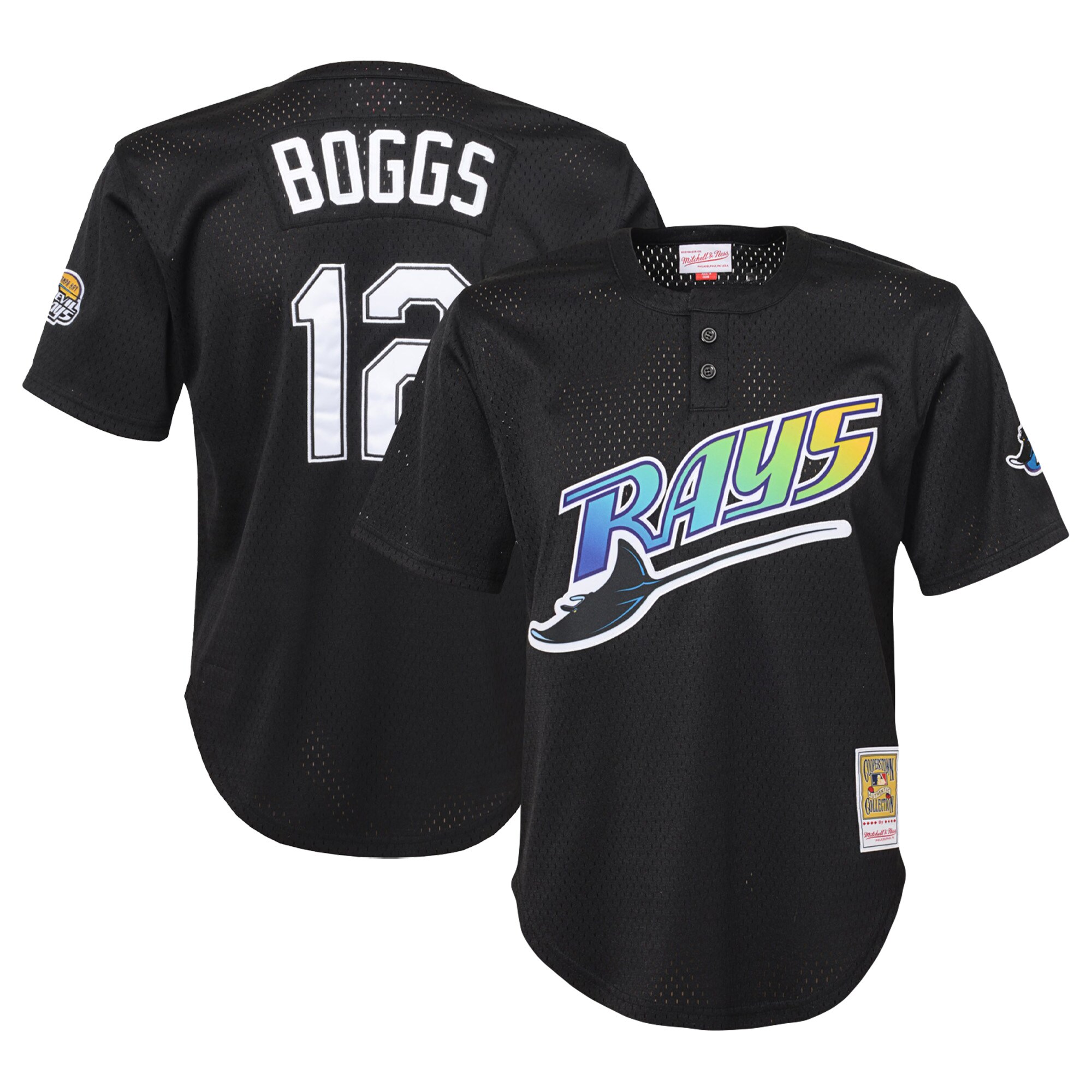 Wade Boggs Tampa Bay Rays Mitchell & Ness Youth Cooperstown Collection\u00c2\u00a0Mesh Batting Practice Jersey - Black