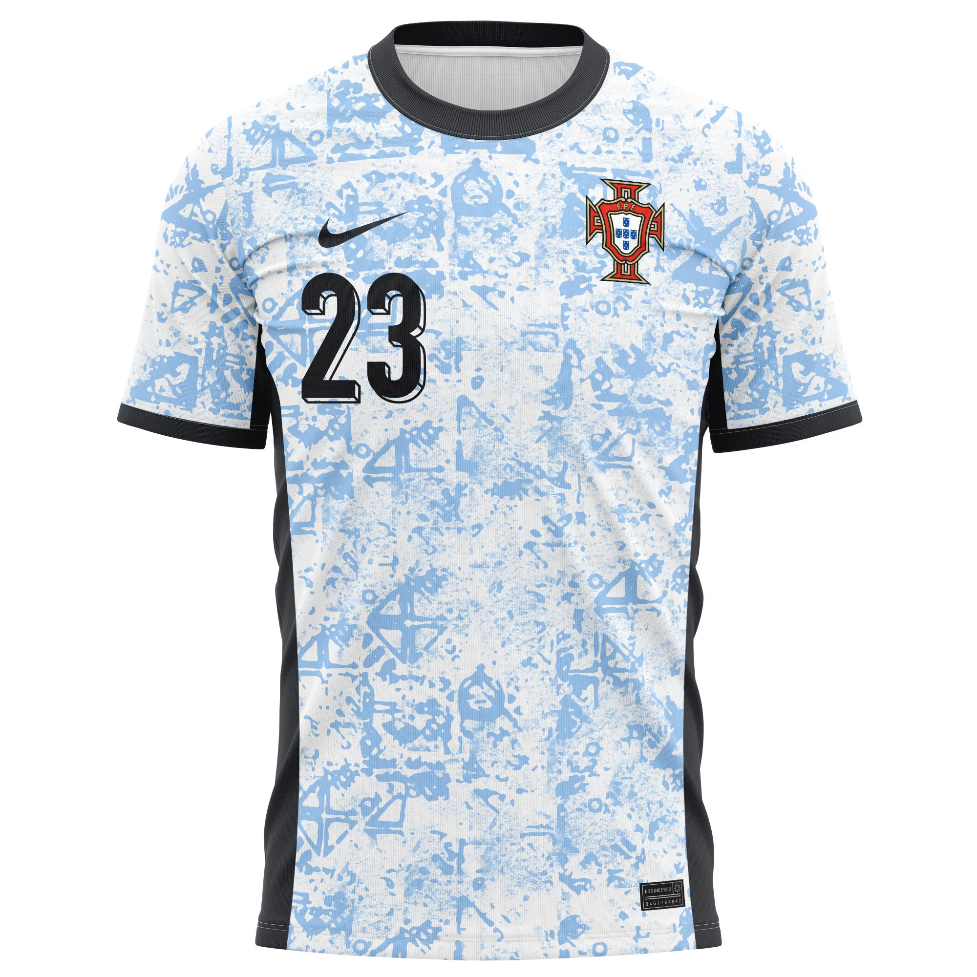 Vitinha 23 Portugal National Team 2024/25 Away Kits AOP T-shirt - Cream/Blue