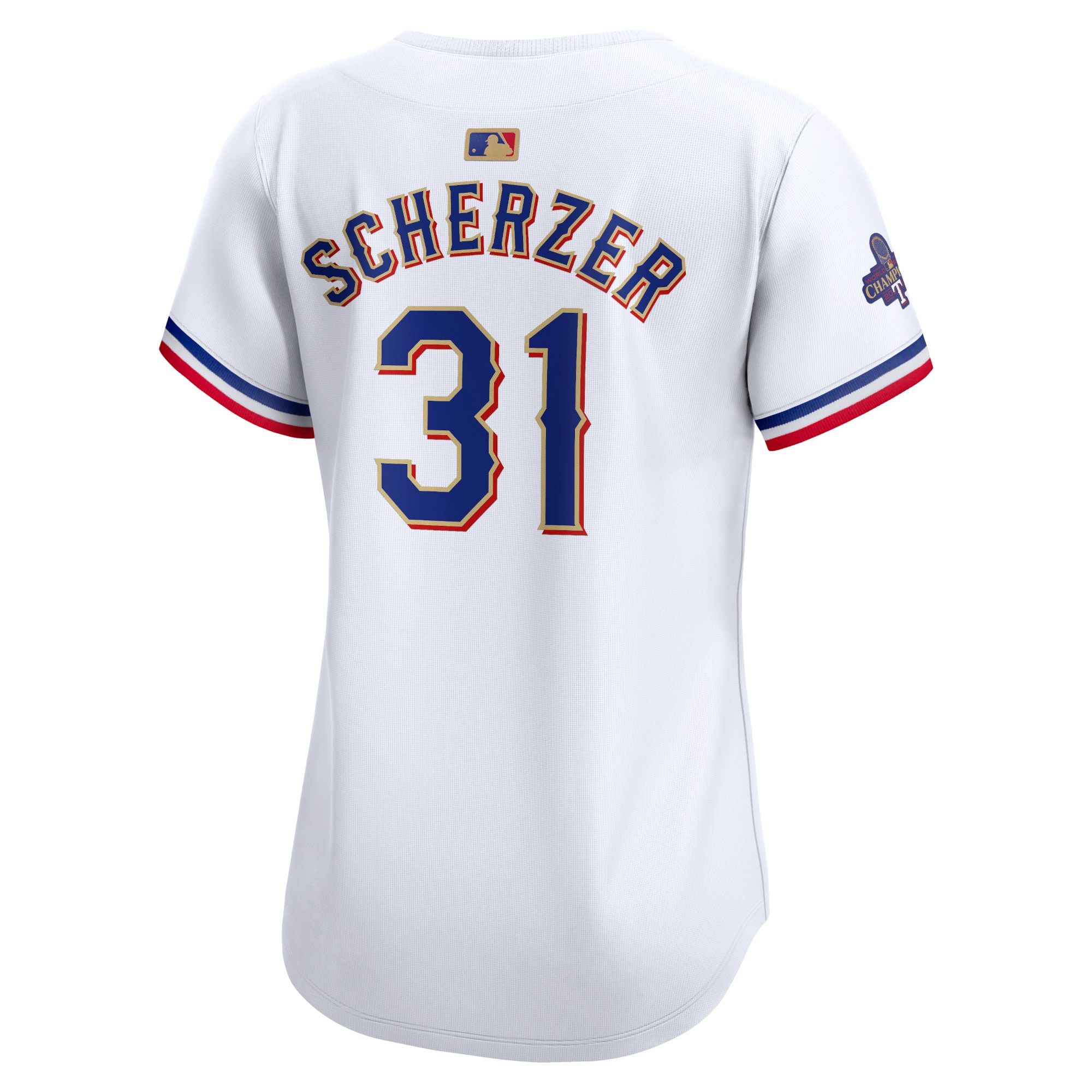Max Scherzer Texas Rangers  Women's 2024 Gold Collection Limited Player Jersey\u00c2\u00a0\u00e2\u20ac\u201c White