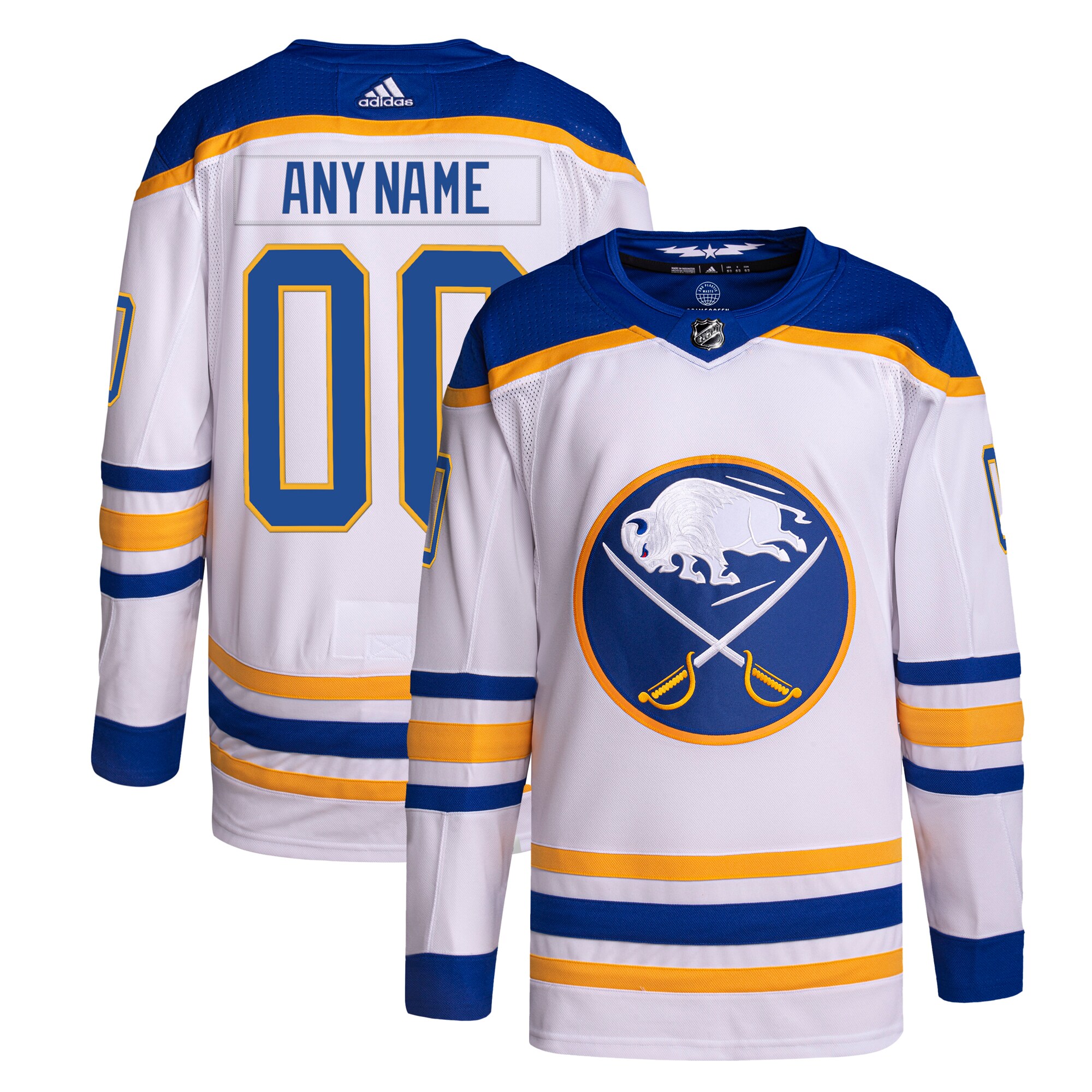 Buffalo Sabres adidas  Away  Primegreen Authentic Custom Jersey - White