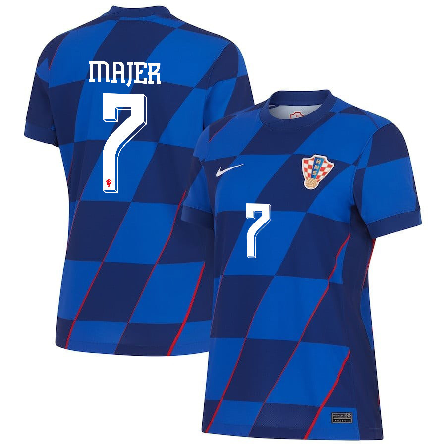Lovro Majer 7 Croatia National Team 2024 Away WOMEN Jersey - Blue