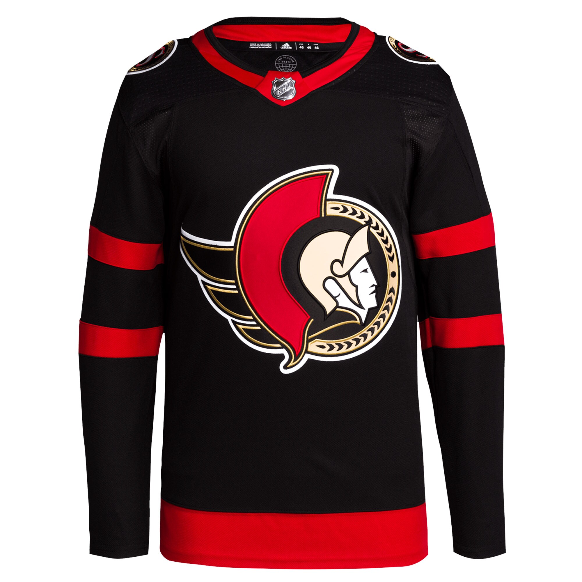 Ottawa Senators adidas Men's Home Primegreen Authentic Blank Jersey - Black