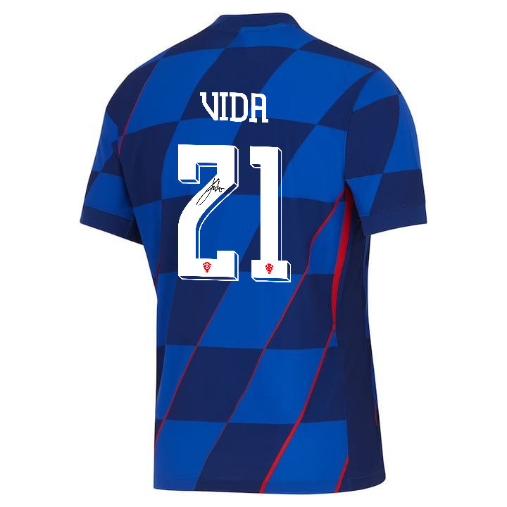 Domagoj Vida 21 Signed Croatia National Team 2024 Away Men Jersey Autographed - Navy