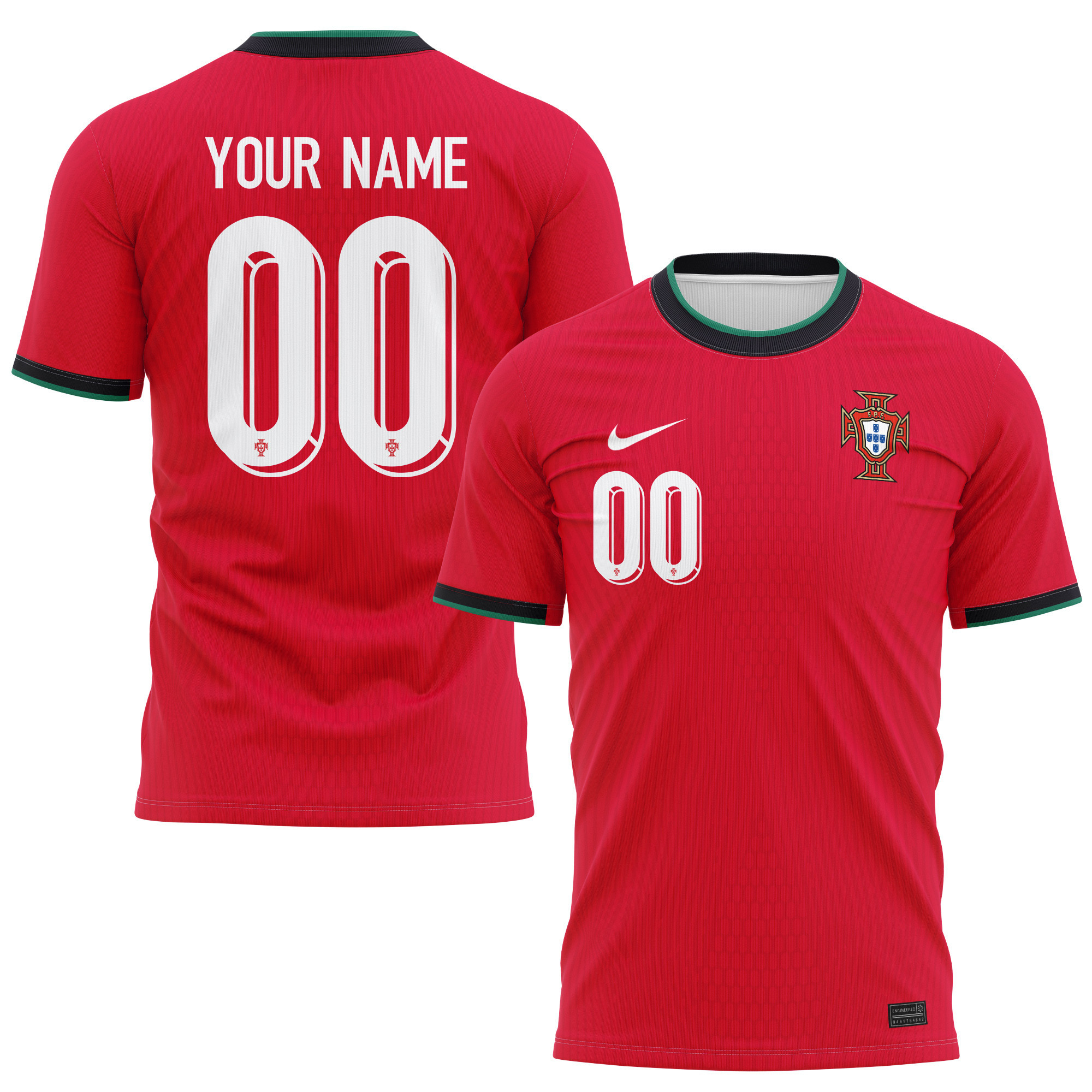 Portugal National Team 2024/25 Home Kits Custom AOP T-shirt - Red