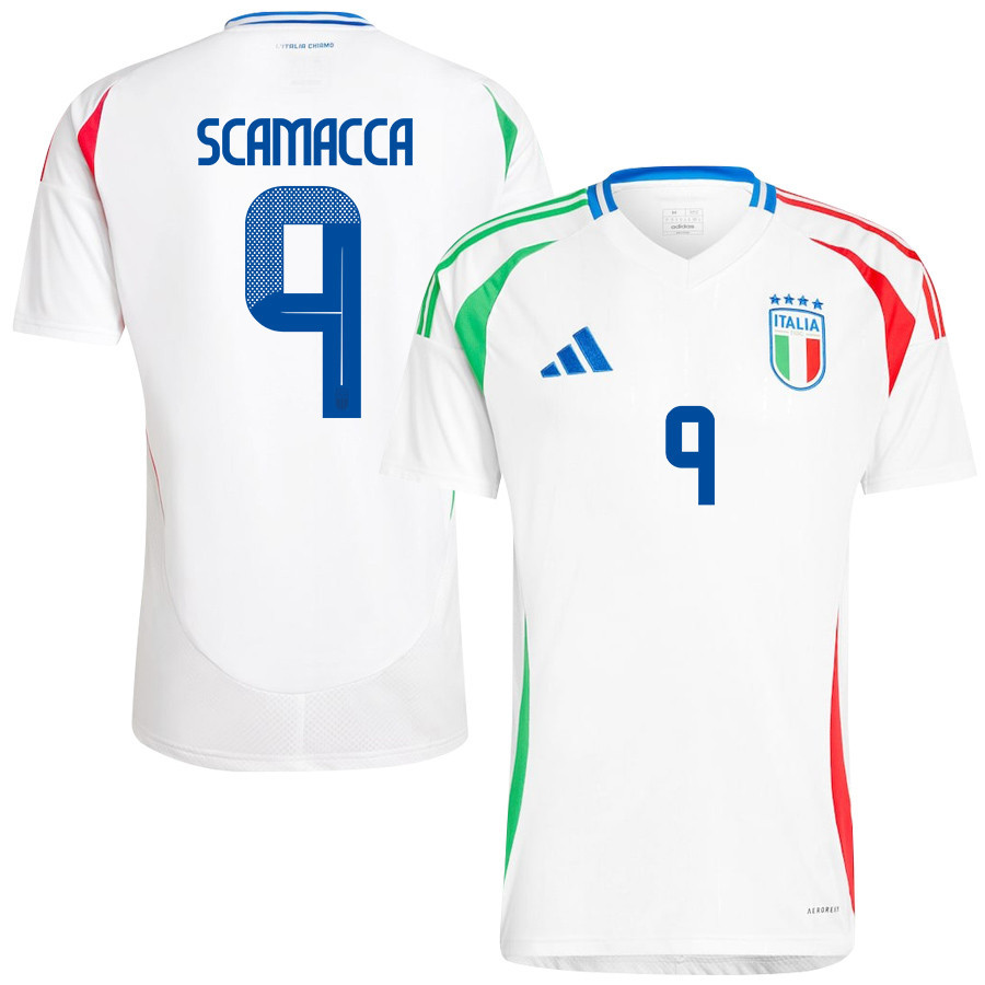Gianluca Scamacca 9 Italy National Team 2024/25 Away Men Jersey - White