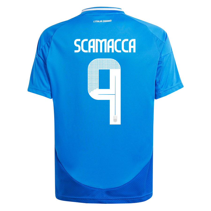 Gianluca Scamacca 9 Italy National Team 2024/25 Home YOUTH Jersey - Blue