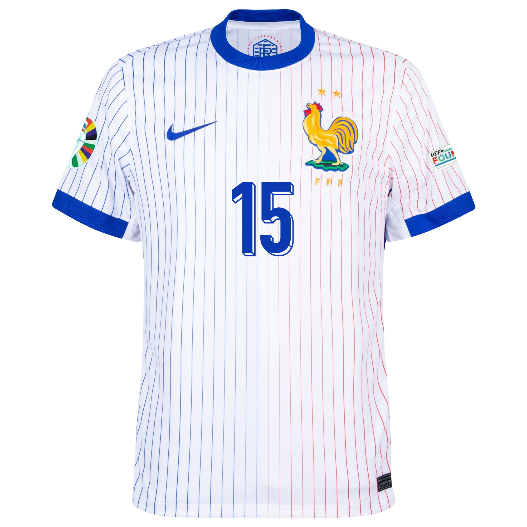 Marcus Thuram 15 France National Team 2024/25 Away Jersey - Euro UEFA Patch - Men, White