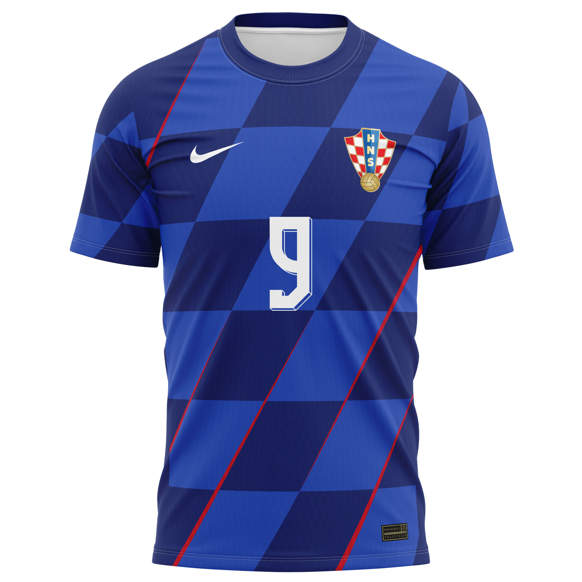 Andrej Kramarić 9 Signed Croatia National Team 2024/25 Away Kits AOP T-shirt Autographed - Navy
