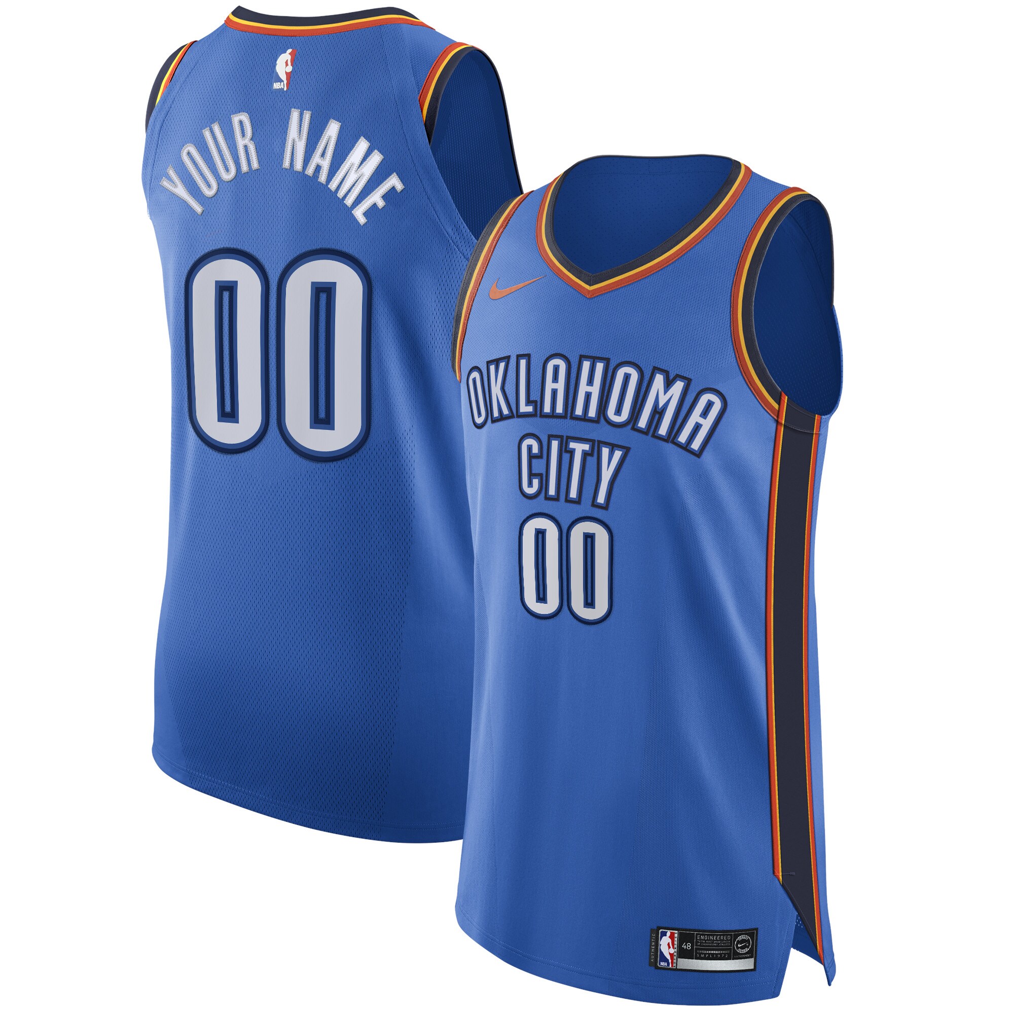 Oklahoma City Thunder  Authentic Custom Jersey Blue - Icon Edition