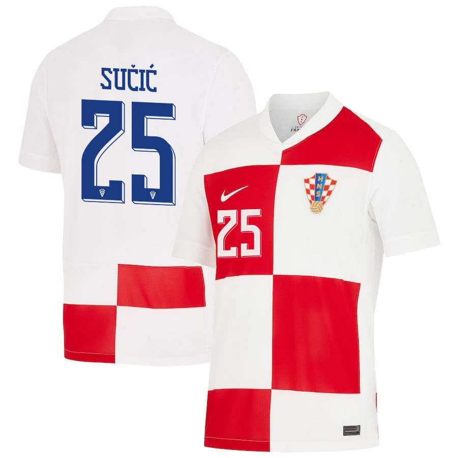Luka Sučić 25 Croatia National Team 2024 Home Men Jersey - White