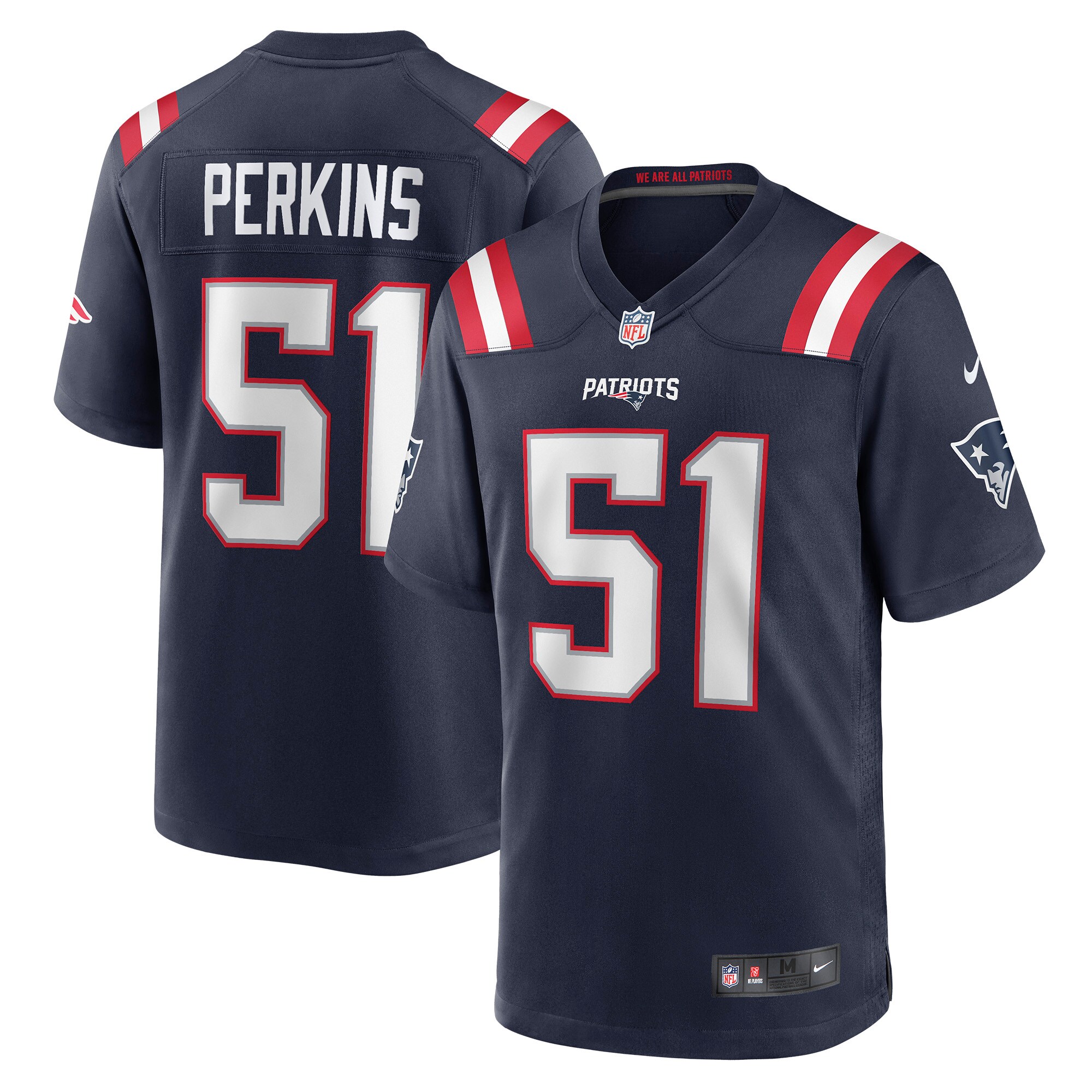 Ronnie Perkins New England Patriots  Game Jersey - Navy