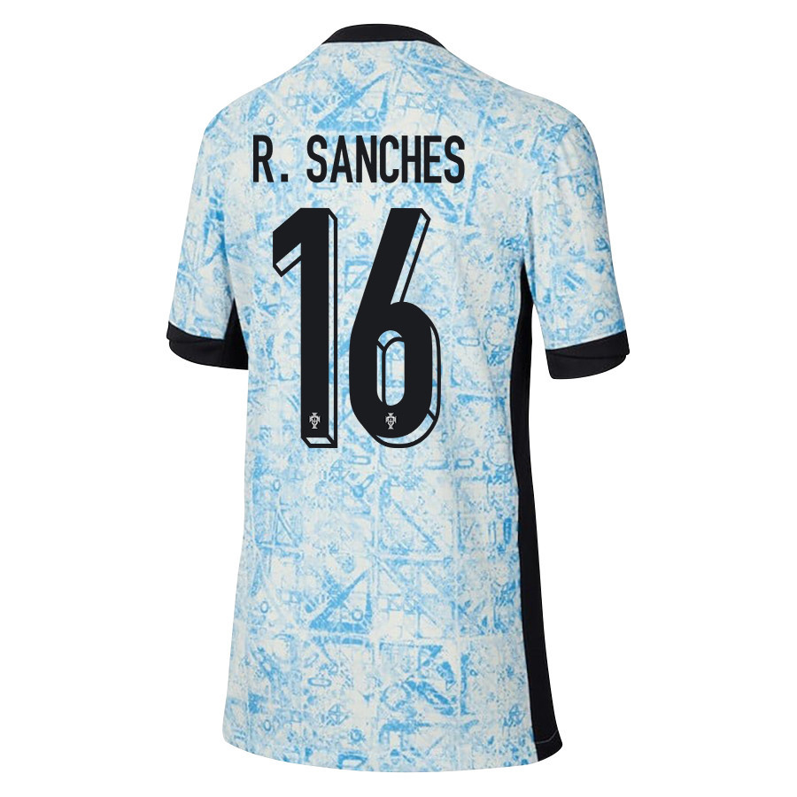 Renato Sanches 16 Portugal National Team 2024/25 Away YOUTH Jersey - Cream/Blue
