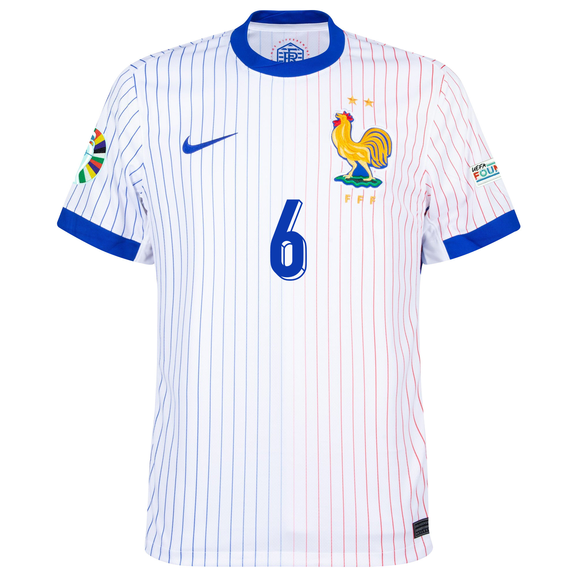 Eduardo Camavinga 6 France National Team 2024/25 Away Jersey - Euro UEFA Patch - Men, White