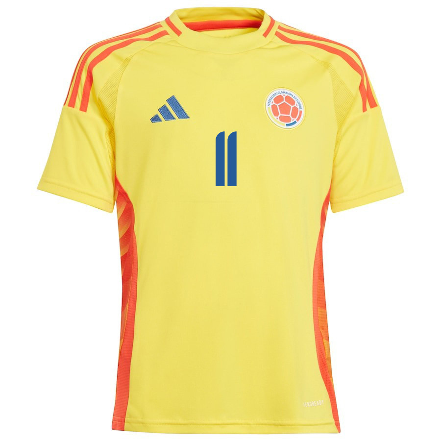 Jhon Arias 11 Colombia National Team 2024/25 Home YOUTH Jersey - Yellow