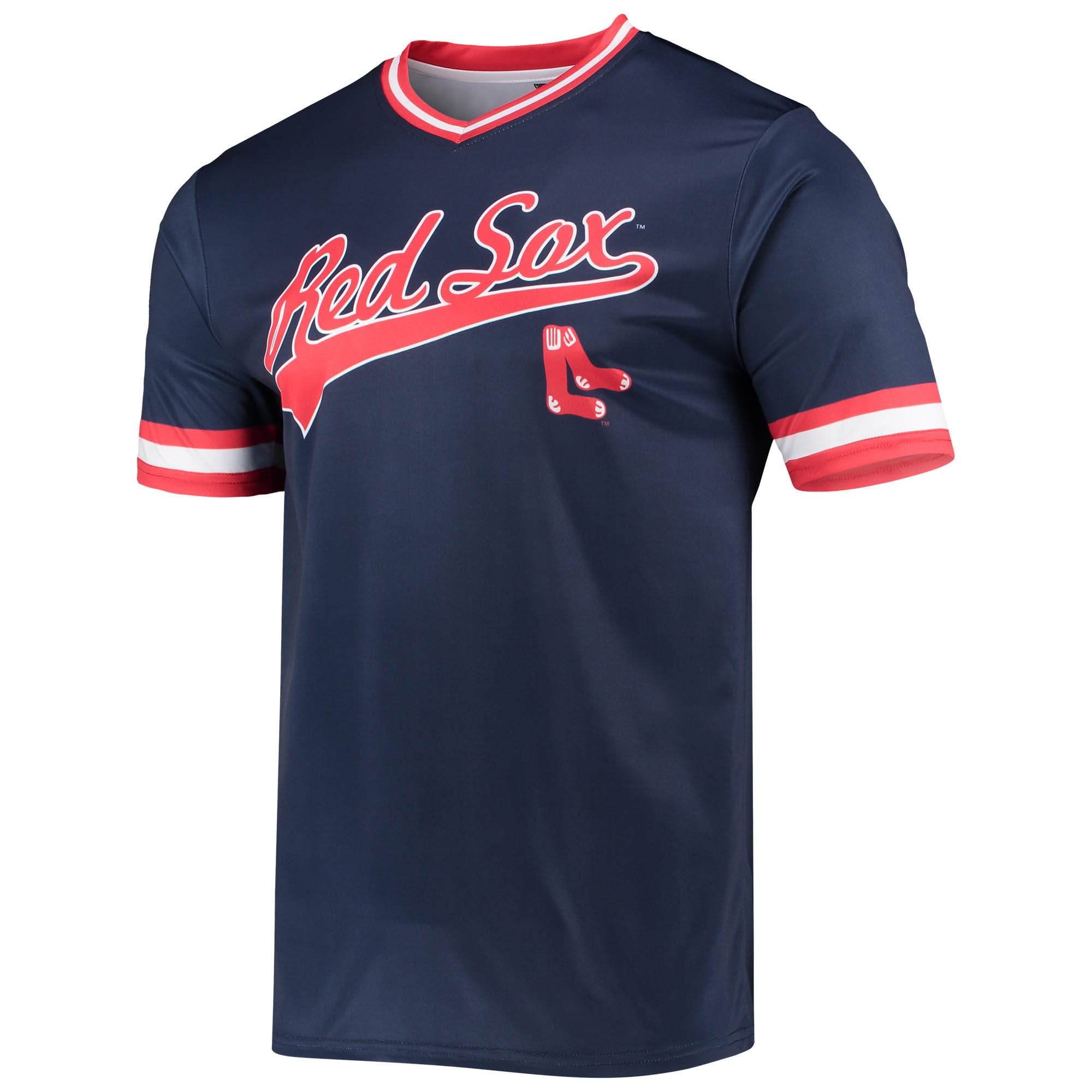 Boston Red Sox Stitches Cooperstown Collection V-Neck Team Color Jersey - Navy\/Red