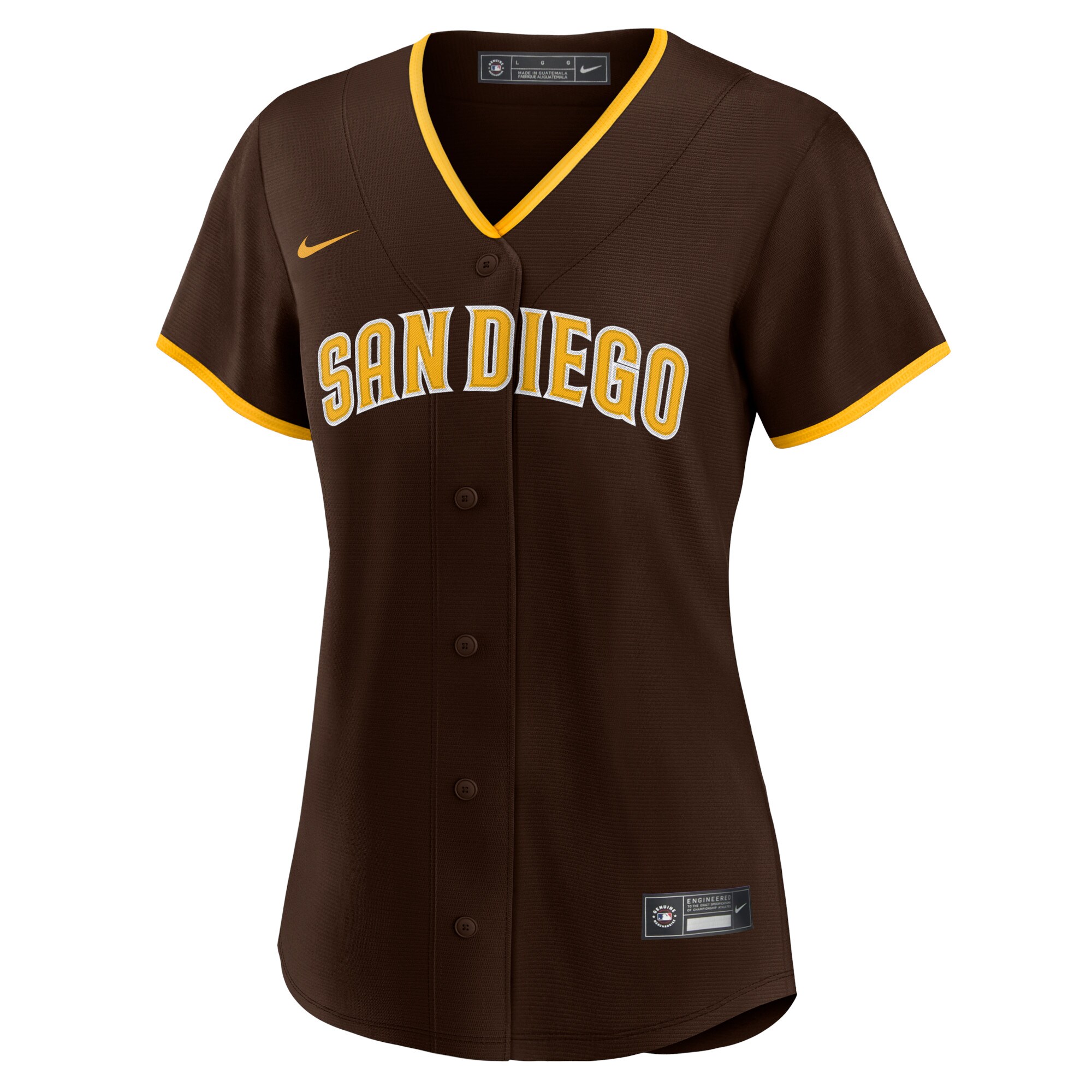 San Diego Padres  Women's Road Replica Team Jersey - Brown