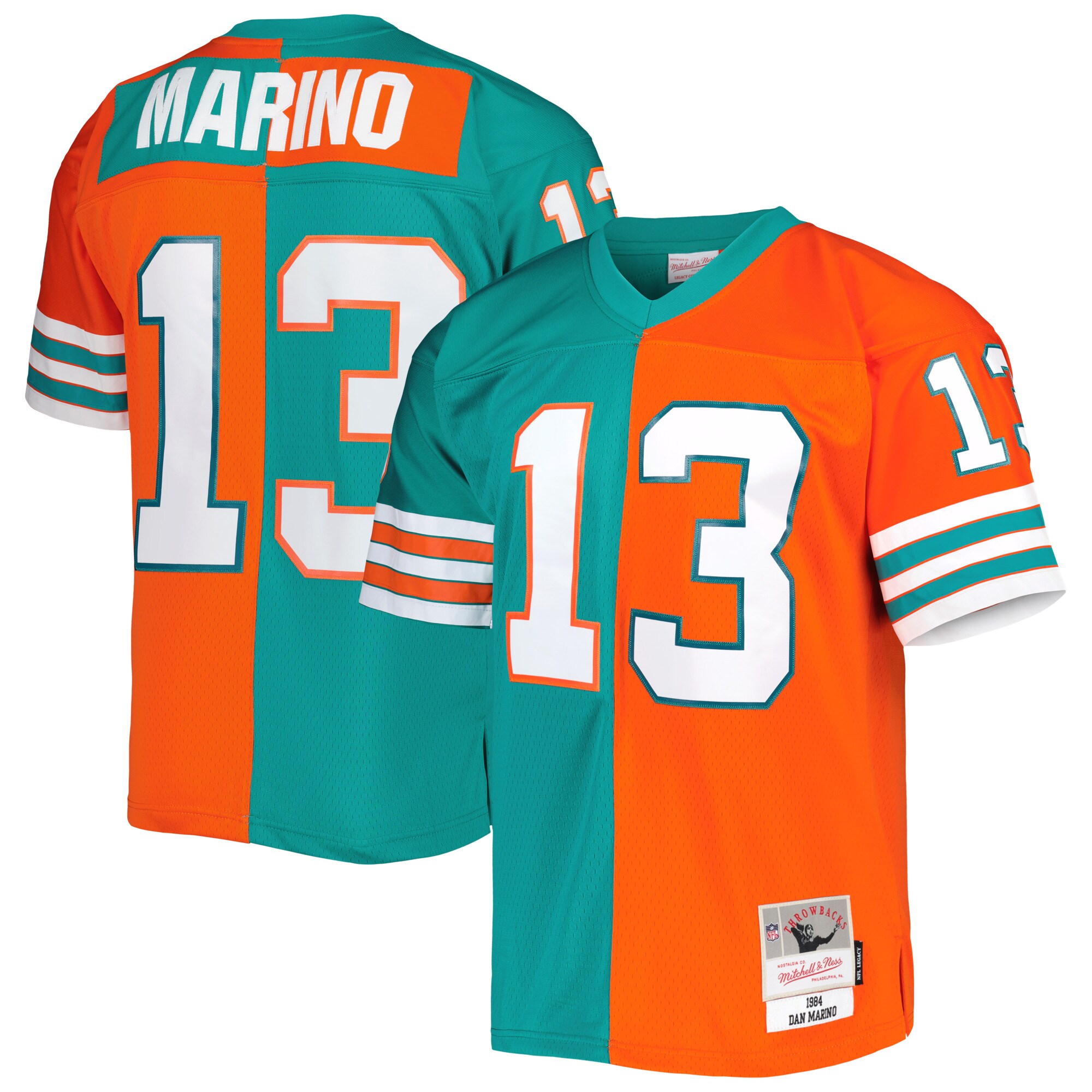 Dan Marino Miami Dolphins Mitchell & Ness 1984 Split Legacy Replica Jersey - Aqua\/Orange