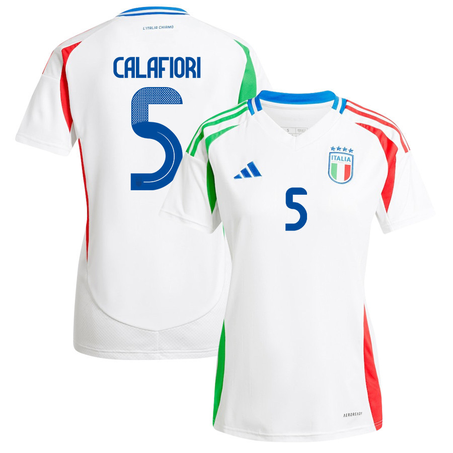 Riccardo Calafiori 5 Italy National Team 2024/25 Away Women Jersey - White