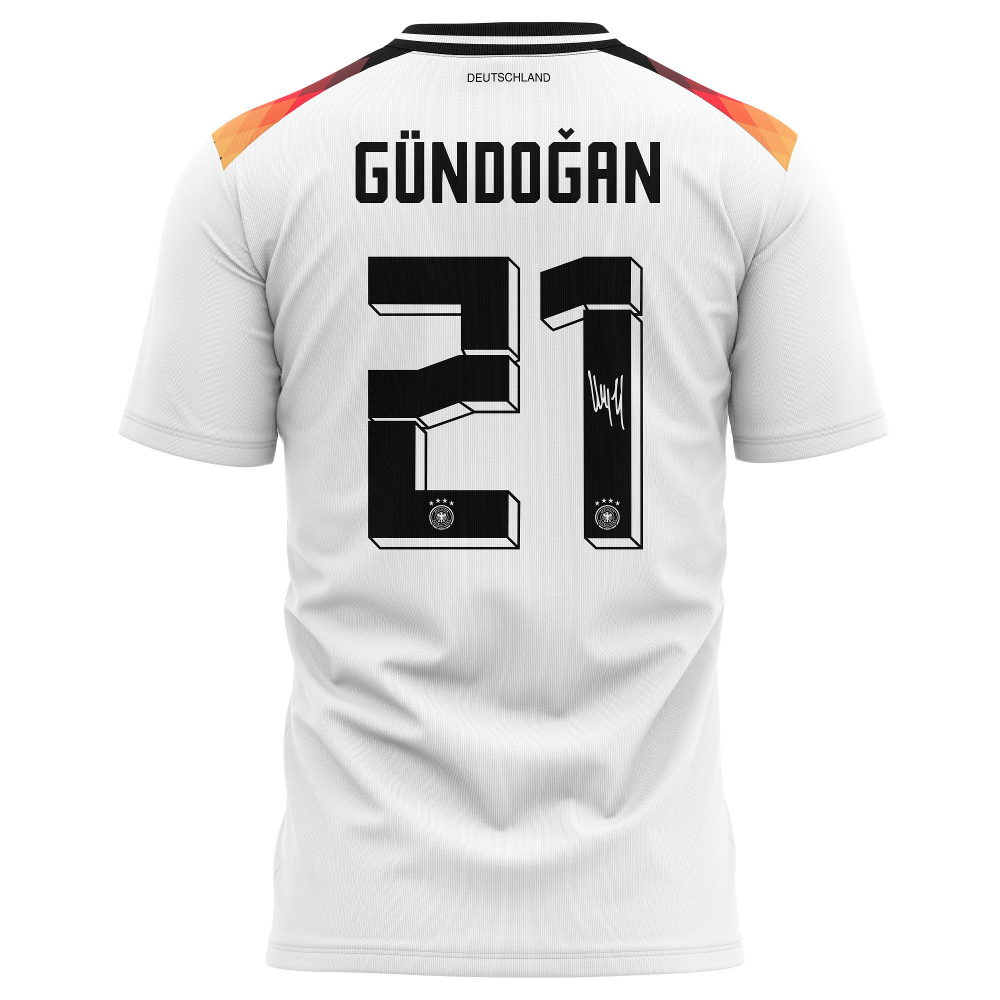 İlkay Gündoğan 21 Signed Germany National Team 2024 Home Kits AOP T-shirt Autographed- White
