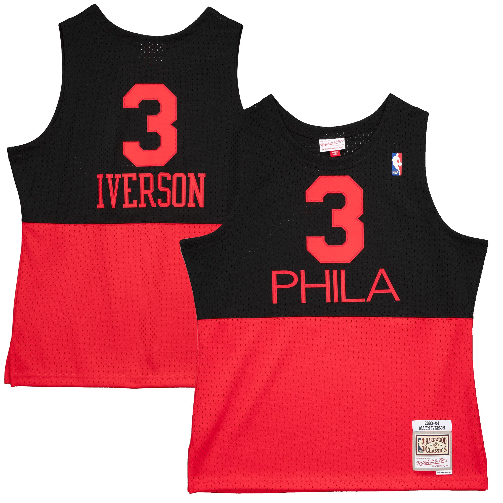 Allen Iverson Philadelphia 76ers Mitchell & Ness 2003\/04 Hardwood Classics Reload 2.0 Swingman Jersey - Black