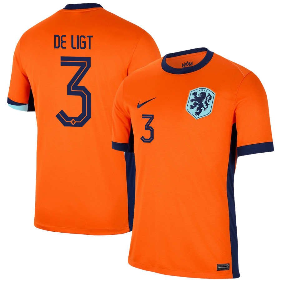 Matthijs De Ligt 3 Netherlands National Team 2024/25 Home Men Jersey - Orange