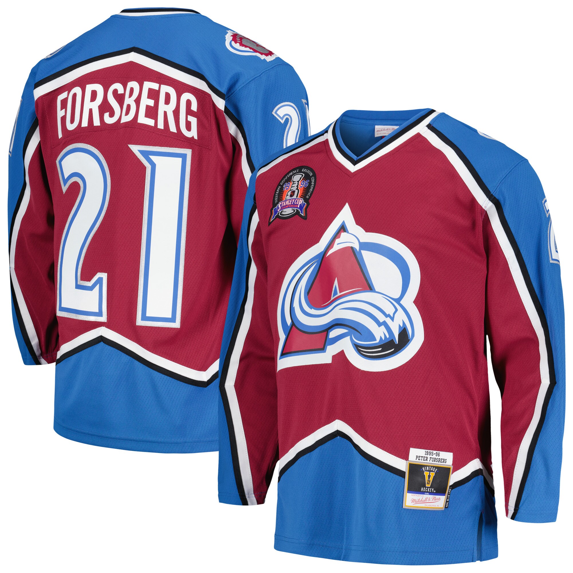 Peter Forsberg Colorado Avalanche Mitchell & Ness  1995\/96 Blue Line Player Jersey - Burgundy