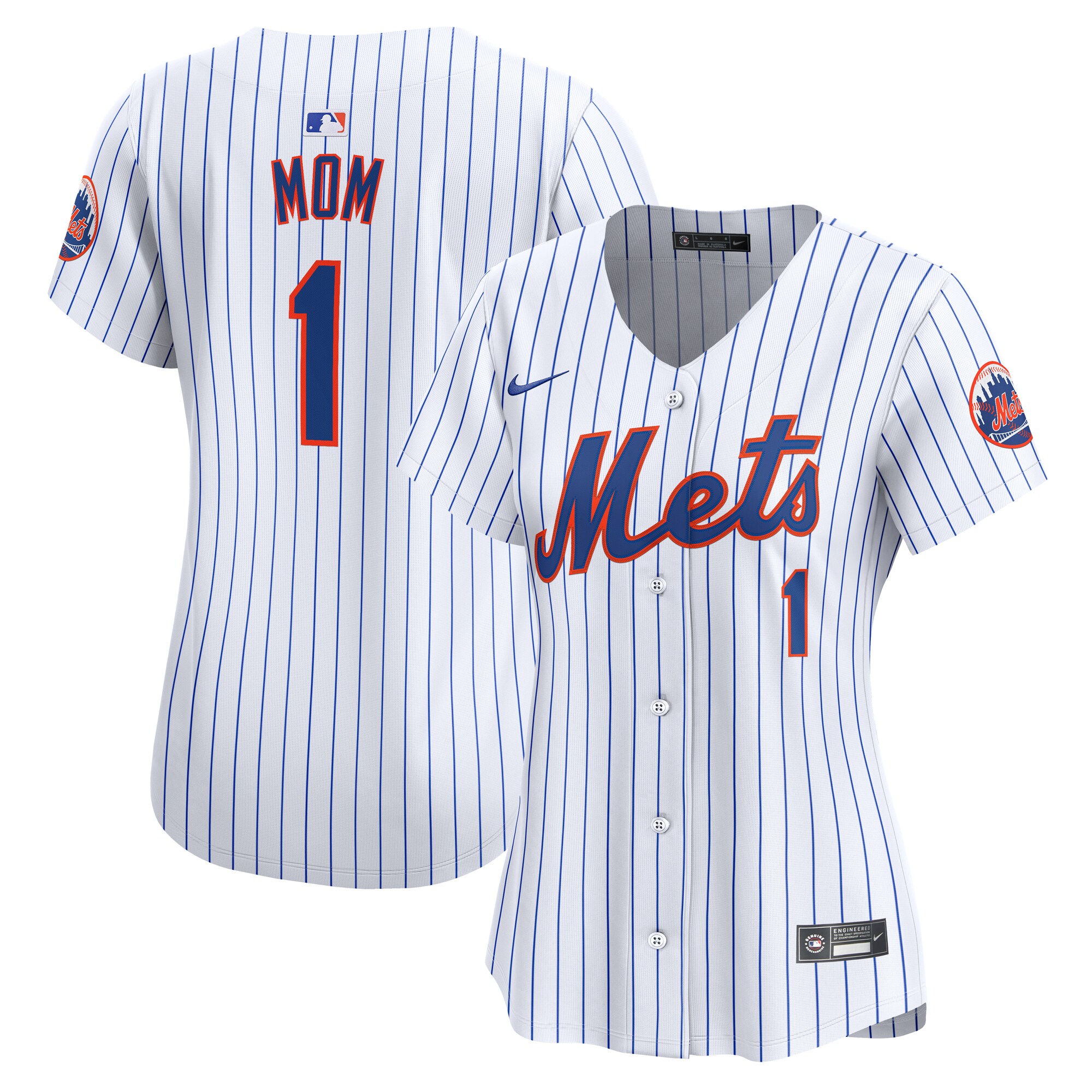 New York Mets  Women's #1 Mom Home Limited Jersey - White