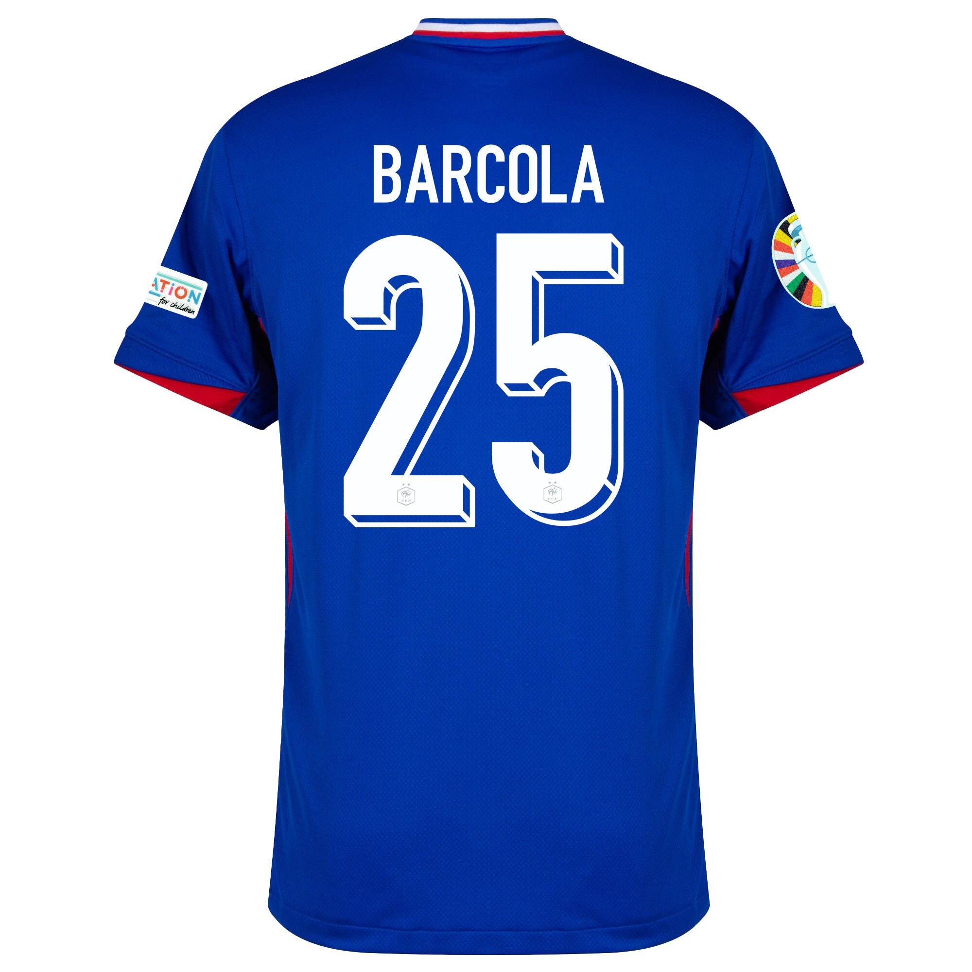 Bradley Barcola 25 France National Team 2024/25 Home Jersey - Euro UEFA Patch - Men, Blue